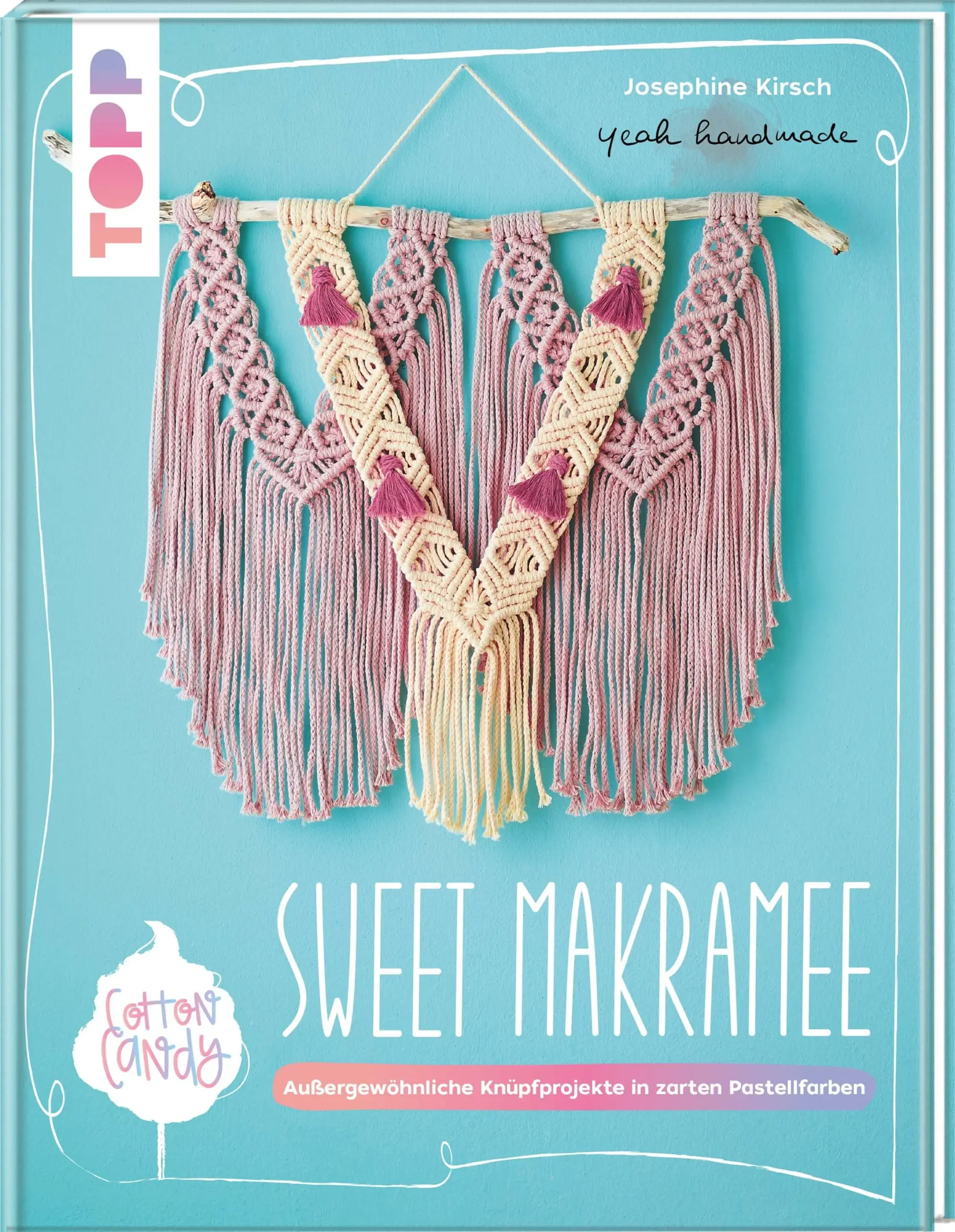 Noch nie war Makramee so süß! Mit vielen neuen Projekten in sanften Pastellfarben bringt Josephine Kirsch von @yeah_handmade Farbe in Ihr Makramee. Mit ausführlicher Grundanleitung und Schritt-für-Schritt-Fotos werden bei diesen zuckersüßen Knüpfprojekten auch Knüpfanfänger schnell zu Knüpfkünstlern. Garantiert kalorienarm!