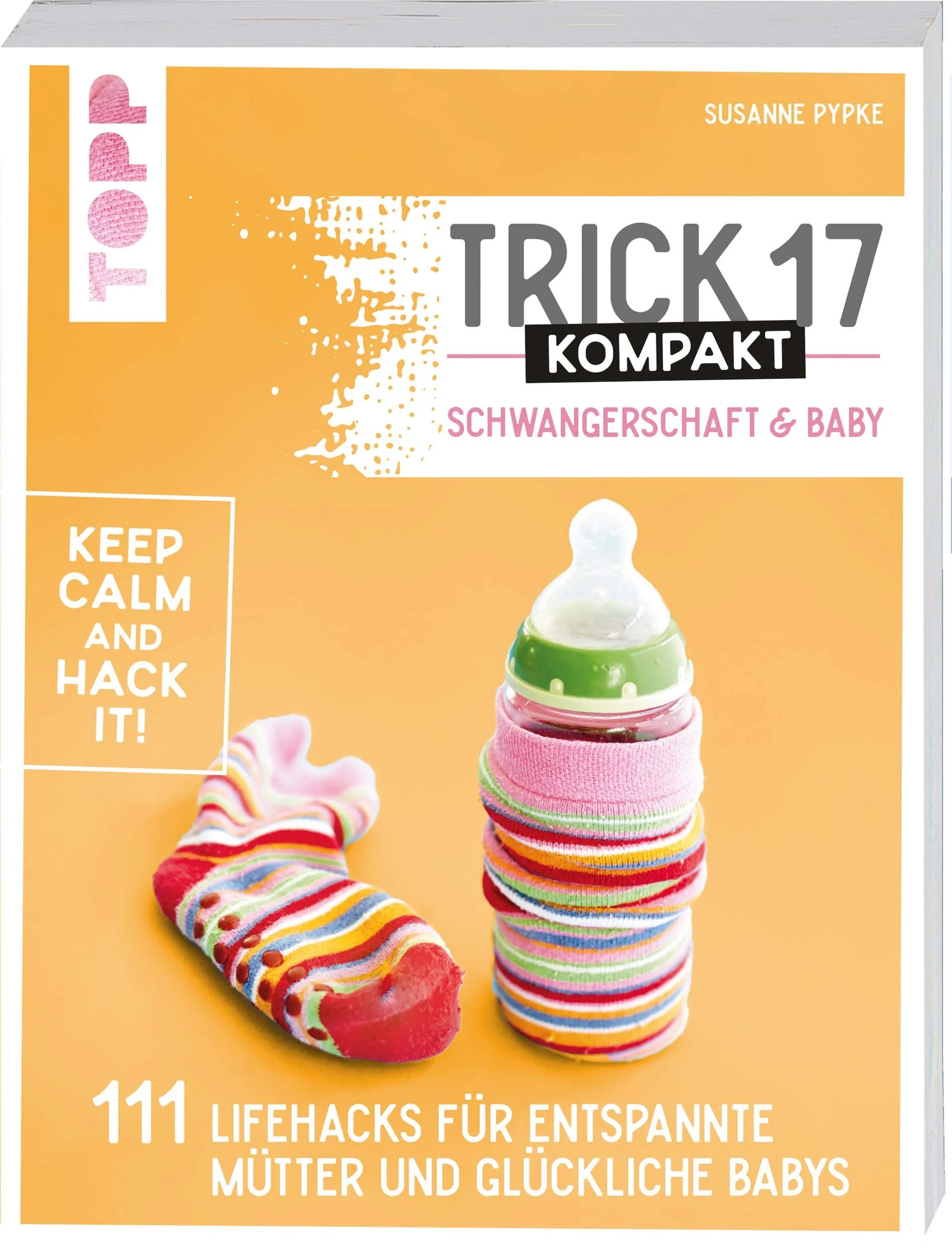 Keine Lust auf gewöhnliche Schwangerschaftsratgeber? Hier erfährst du in 111 außergewöhnlichen Lifehacks wie du den perfekten Mama-Cocktail mischt, während der Schwangerschaft auch mal ganz tief Luft holen kannst, unterwegs ohne Unfälle wie ein Profi die Windel wechselst und Klopapier vor den Kids sicherst. Ob im Bereich Gesundheit und Wohlbefinden, Reinigen und Organisieren, Essen und Trinken, Draußen und Unterwegs oder Spaß und Spiel: Bleib entspannt – und hack it! Neu gestaltete, überarbeitete und gekürzte Ausgabe des erfolgreichen Bands „Trick 17 Schwangerschaft und Baby“, ISBN 978-3-7724-7784-3.