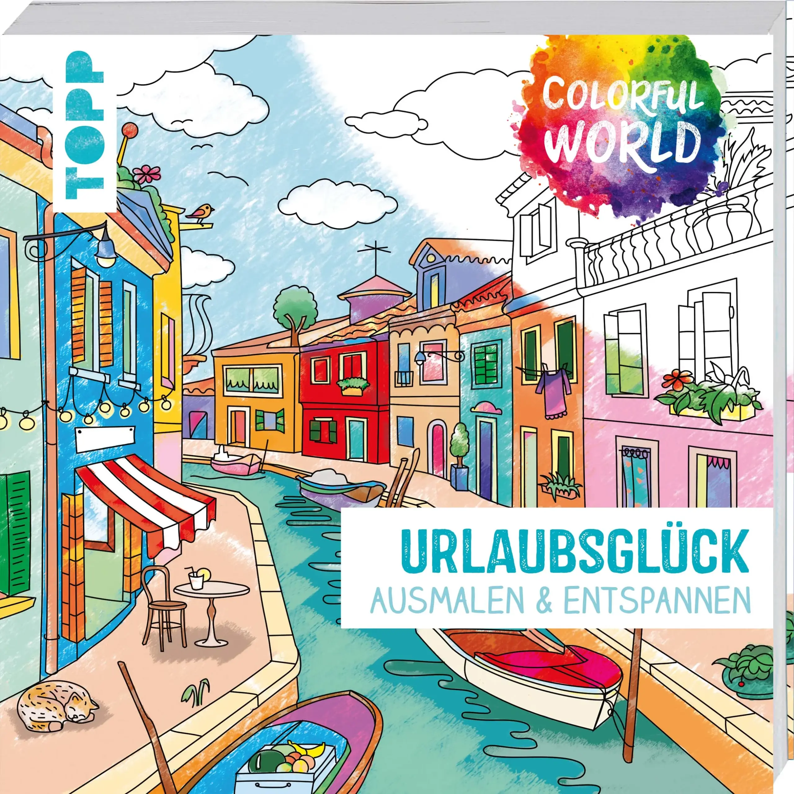 In 63 Ausmalmotiven um die Welt - der neue Titel der erfolgreichen „Colorful World“-Reihe nimmt dich mit auf eine farbenfrohe Reise. Egal, ob du eher Lust auf einen Städtetrip hast, ganz entspannt Campen gehen möchtest oder am liebsten am Strand die Sonne genießt: Für jede Reiseschwalbe gibt es hier das perfekte Motiv zum Träumen. Den Ausmalmotiven gegenüber gestellt findest du liebevoll ausgewählte Sprüche und thematisch passende Gedankenimpulse. Zur Unterstützung bietet der umfangreiche Grundlagenteil hilfreiche Tipps & Tricks zur Farbenlehre, Farbwirkung und zum Gebrauch von unterschiedlichen Materialien.