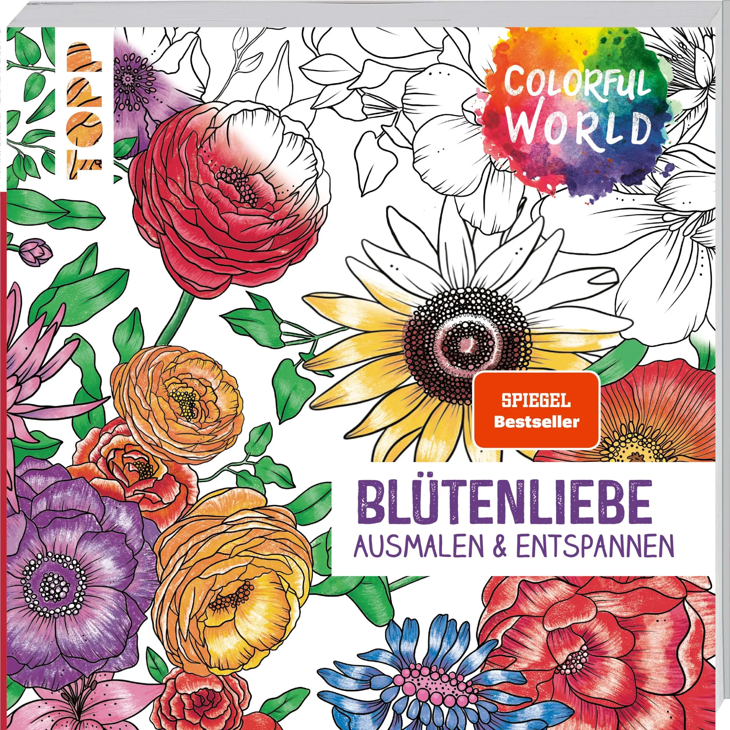 Der neueste Band der beliebten „Colorful World“-Reihe ist endlich da: „Colorful World – Blütenliebe“. Vom Lavendelfeld bis zum Lilienstrauß, von der Gänseblümchen-Wiese bis hin zum Rosenbogen: Über 60 neue und liebevoll handgezeichnete Blüten- und Blumen-Motive warten darauf, in den unterschiedlichsten Farben koloriert zu werden. Auf der linken Seite finden Sie schön gestaltete Sprüche, welche die Gedanken während des Ausmalens anregen. Ein umfangreicher Grundlagenteil bietet unter anderem eine Einführung zur Farbenlehre, Farbenwirkung und dem Gebrauch verschiedener Materialien. Einfach loslegen: ausmalen & entspannen!