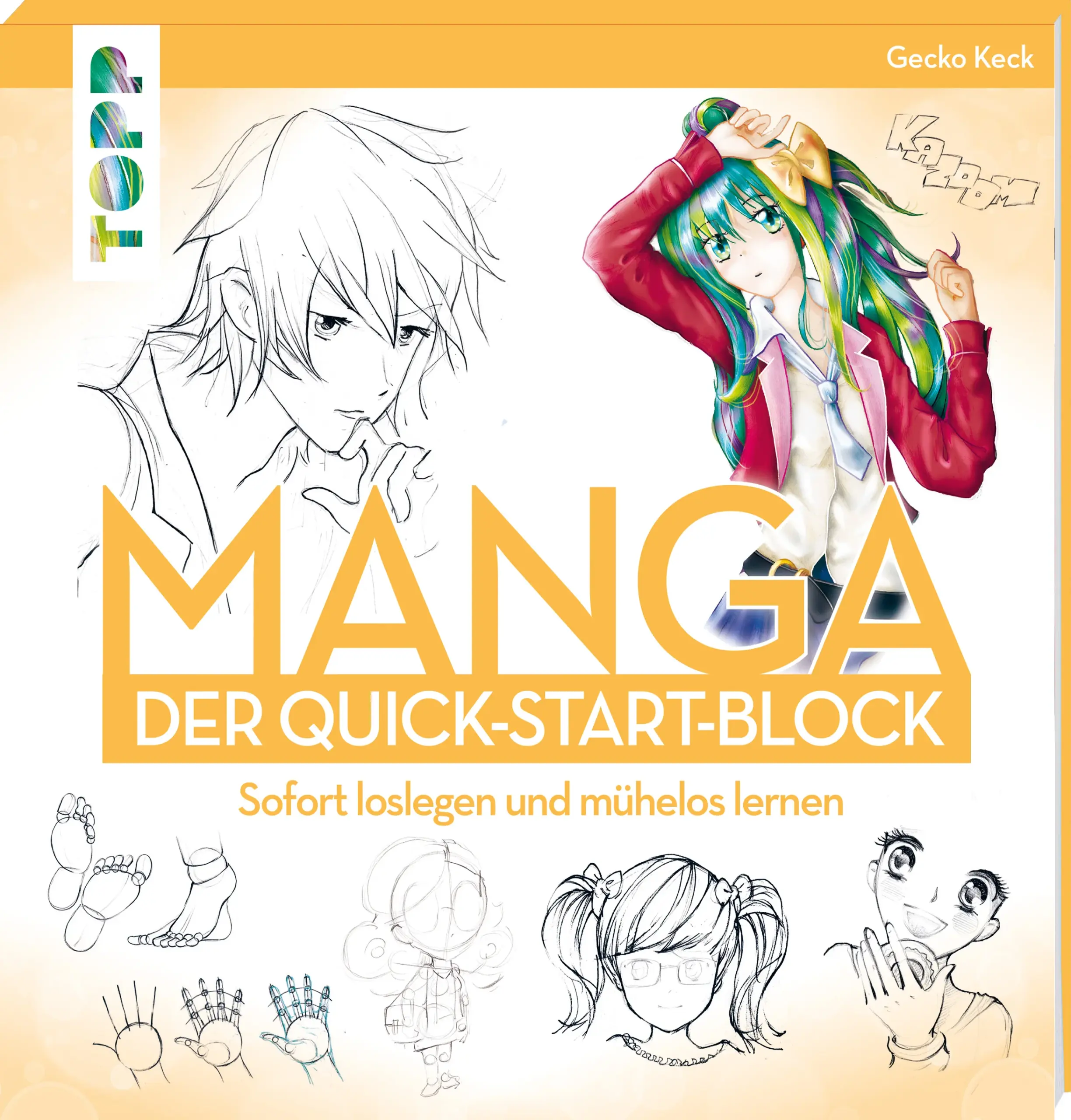 Learning by doing! Dieser praktische Mitmach-Block ist die perfekte Starthilfe für alle Manga-Begeisterten, die selbst zum Mangaka werden möchten. Durch anschauliche Grundlagen und darauf abgestimmte Übungen ist der Zeichenkurs klar gegliedert und erklärt nachvollziehbar alles Wichtige, was das Manga-Zeichnen ausmacht: Vom Grund-Aufbau des Gesichts mit den charakteristischen Augen, über ausdrucksstarke Emotionen und Bewegungen bis hin zur ersten eigenen Manga-Szene. Gezeichnet wird gleich im Block, der nebenbei und Seite für Seite die Fortschritte dokumentiert. Passende Projekte wie Sammelkarten, Lesezeichen, Druck-Vorlagen u.v.m. bieten Inspiration und Motivation, die eigenen Zeichnungen gleich aus dem Block herauszunehmen und in Anwendung zu sehen.