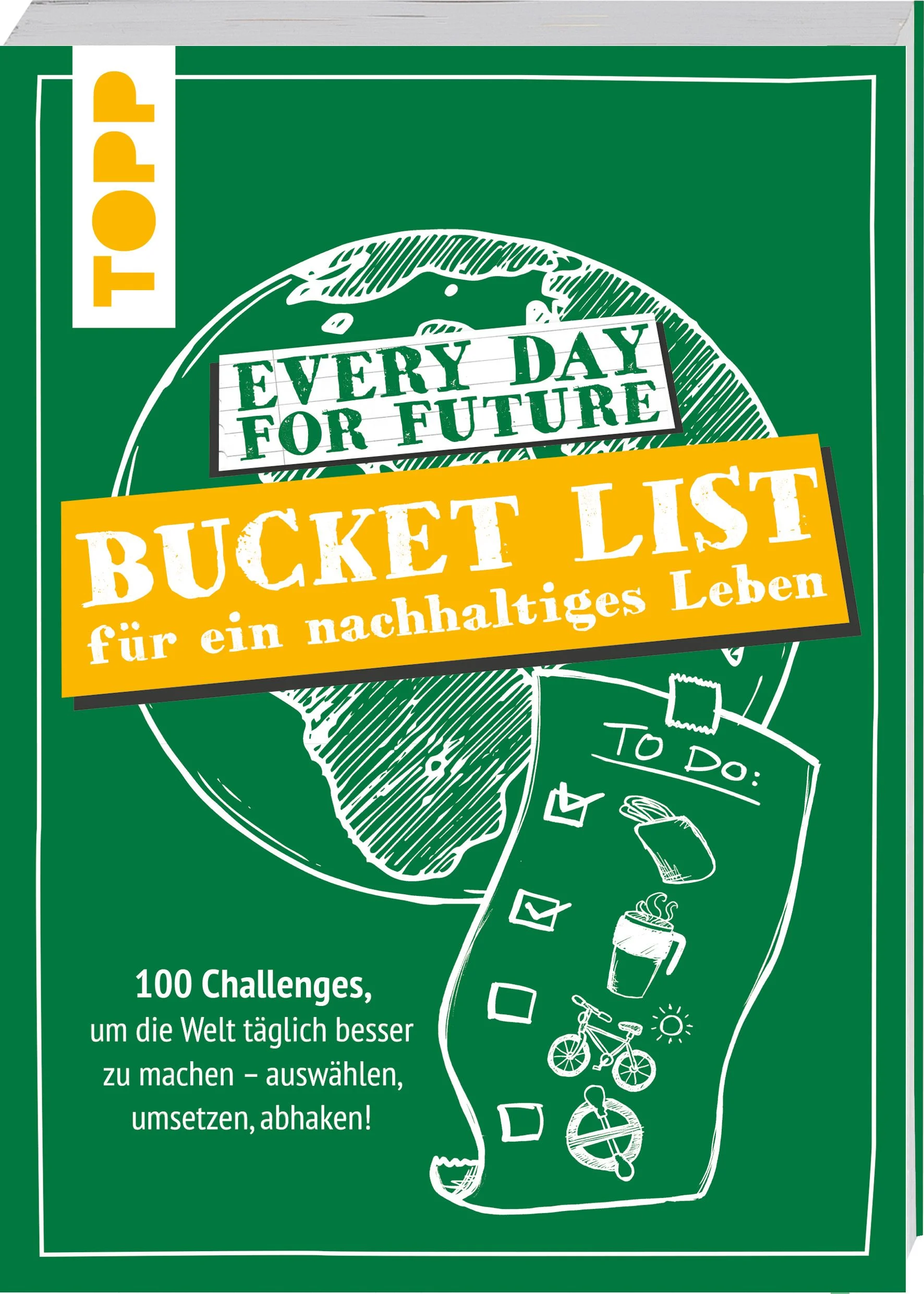 Nachhaltigkeit kann so einfach sein – man muss es nur anpacken! Diese Bucket List mit 100 Vorschlagen für Challenges, wie man den eigenen Alltag nachhaltiger machen kann, motiviert dazu ganz besonders: Es wird bei jedem Thema aufgezeigt, welchen Effekt das eigene Verhalten auf die Umwelt hat, also wie viel CO2 man sparen kann, indem man beispielsweise einfach mal einen Sommer lang mit dem Rad zur Arbeit fährt statt mit dem Auto oder indem man ein Jahr lang auf das umstrittene und leider beinahe allgegenwärtige Palmöl verzichtet. Die hübsch gestalteten Tracker im Buch ermöglichen es nicht nur, das eigene Verhalten zu dokumentieren, sondern sie zeigen auch ganz konkret, was man schon alles geschafft hat. Wenn das JEDER machen würde, wäre die Welt ein GROSSES Stück besser - packen wir's an, Tag für Tag!