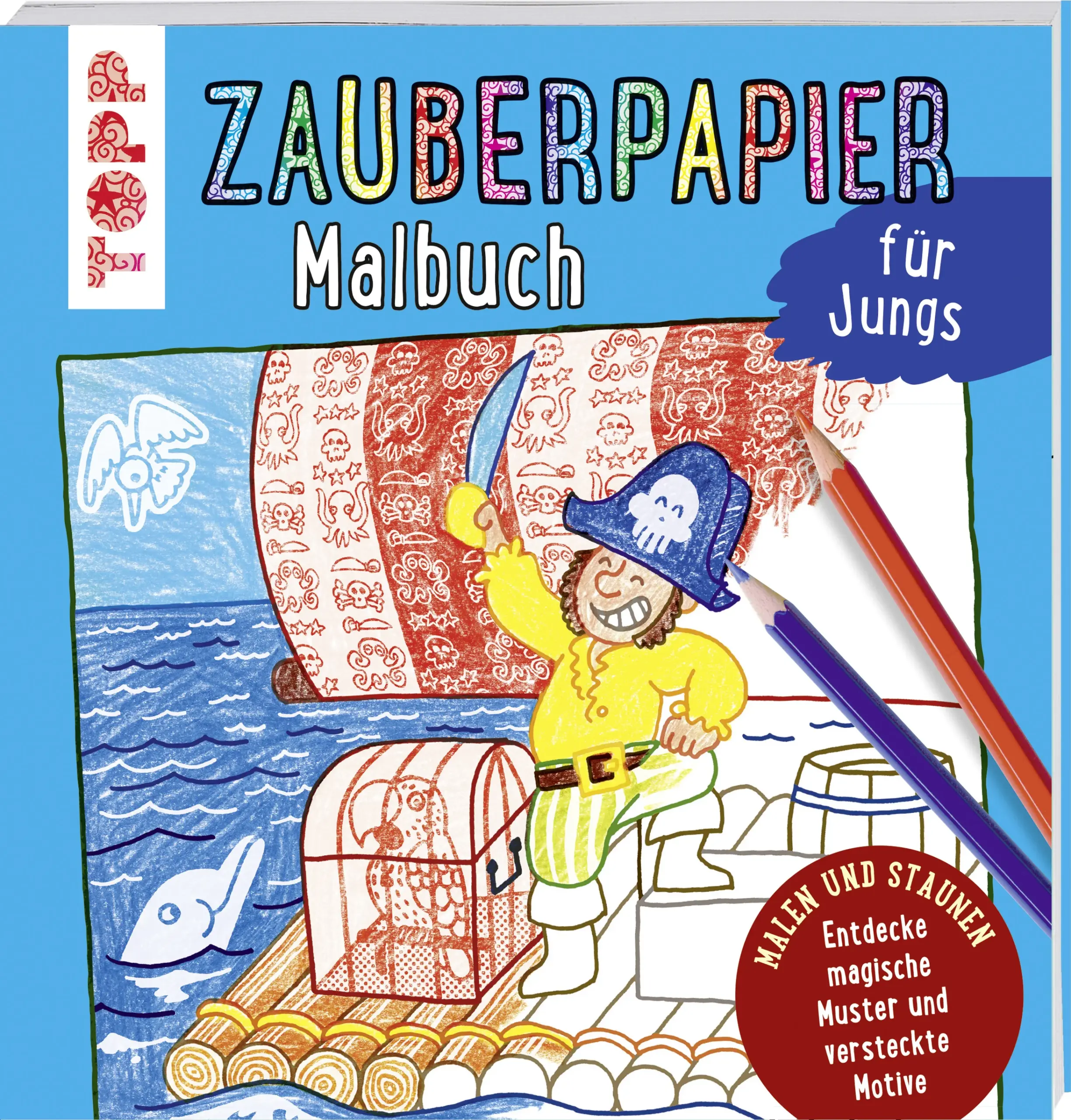 Das ist Zauberei! Dieses Malbuch besitzt magische Kräfte, denn es besteht aus einem speziellen Zauberpapier, das beim Ausmalen unsichtbare Muster sichtbar werden lässt und nach und nach kleine Geheimnisse preisgibt. Mit zusätzlichem Wow-Effekt durch Motive, die sich verändern oder beim Ausmalen erscheinen. Das Malen wird hier zum Erlebnis, denn jede Seite hält einen neuen Überraschungseffekt bereit. Gemalt werden magische Motive wie Autos, Piraten und Drachen. Für alle kleinen Künstler ab 5 Jahren.