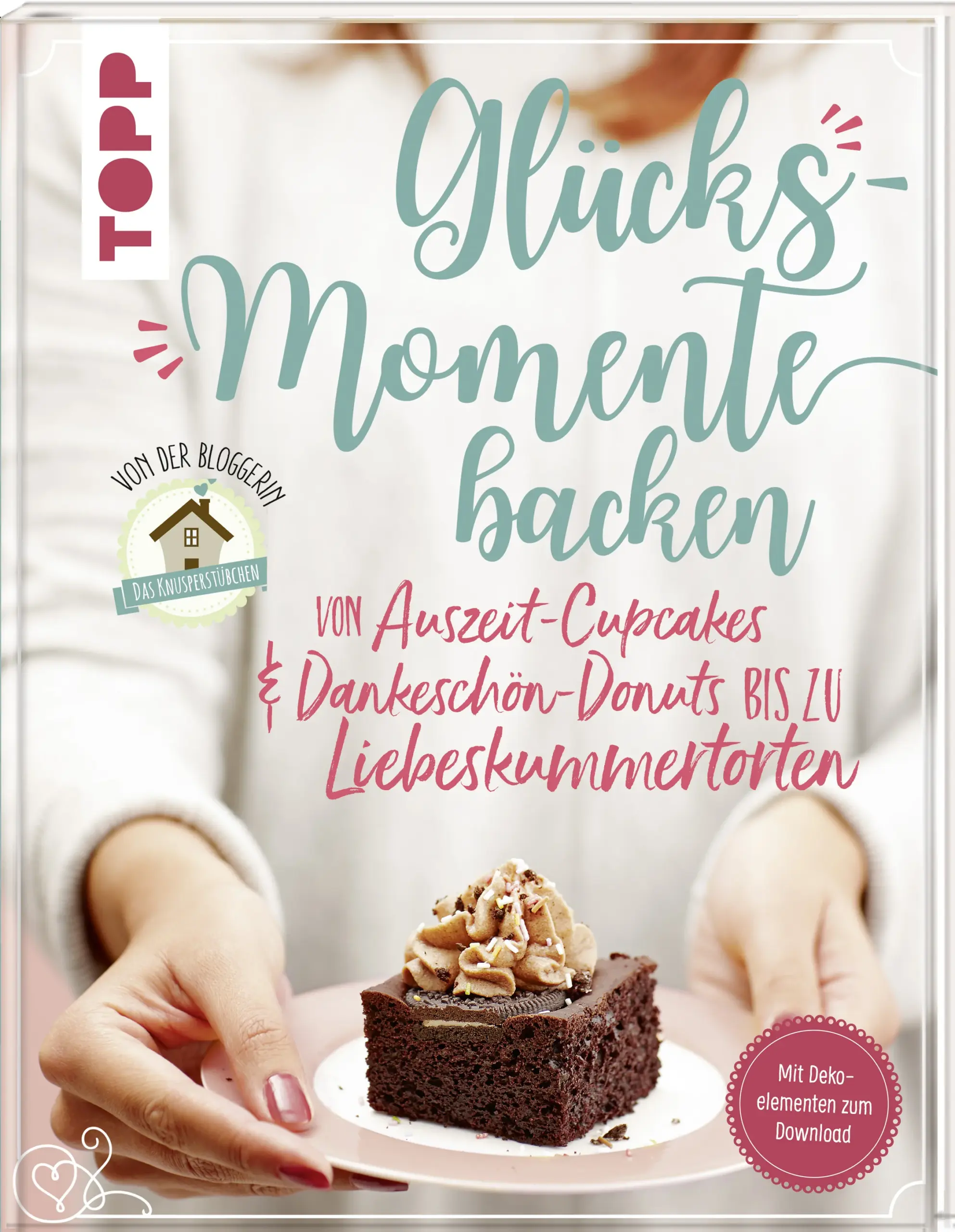 Die größten Glücksmomente entstehen oft bei ganz kleinen, alltäglichen Anlässen – beim Kaffeeklatsch mit der besten Freundin, beim Frühstück mit dem Herzensmensch oder bei einer spontanen Party mit Freunden. Genau für diese unvergesslichen Momente, die uns glücklich machen, hat die Autorin des erfolgreichen Backblogs DAS KNUSPERSTÜBCHEN fantastische Rezepte für besondere Leckereien zusammengestellt: vom einfachen Rührkuchen, köstlichen Muffins und Cupcakes, über frisch gebackene Waffeln und hübsch angerichtete Desserts bis hin zu ausgefallenen Torten. Mal kalorienreich mit viel Schokolade, Karamell und Schlagsahne, mal fruchtig-frisch mit saisonalem Obst oder originell mit bunten Streuseln und viel Knusper – hier ist für alle Liebhaber süßer Speisen die richtige Köstlichkeit dabei. Zusätzlich gibt es alle auf den Fotos verwendeten Dekoelemente im Handlettering-Stil wie Cake-Topper, Banderolen und Anhänger kostenlos zum Download.