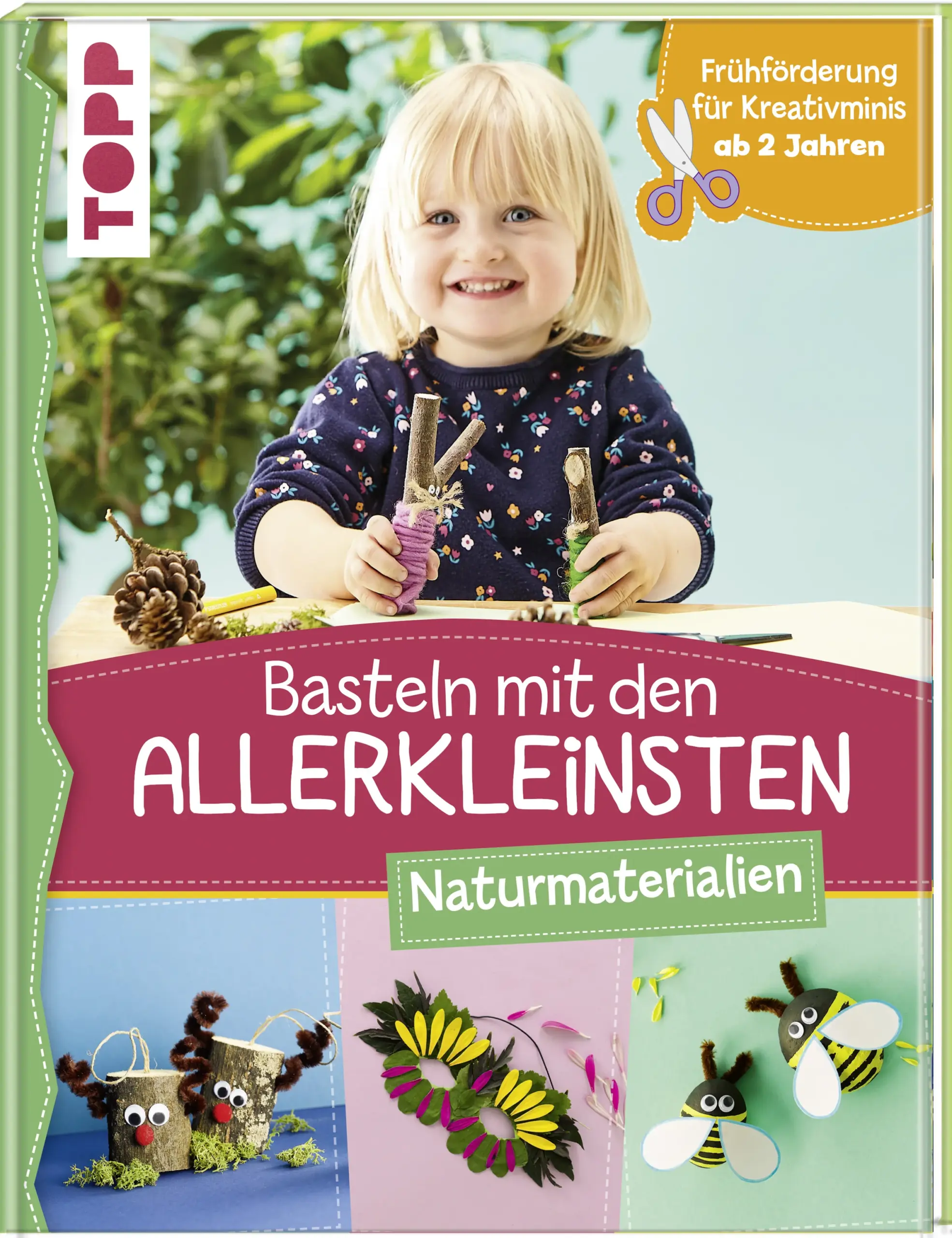 Basteln mit Natur für die ganz Kleinen! In diesem Bastelbuch für Kinder ab 2 Jahren entstehen schnell und einfach süße Hasen, Bienen und Rentiere aus Kastanien, Ästen, Steinen und anderem Naturmaterial. Die großen Schrittillustrationen machen das Basteln kinderleicht. Tipps und Tricks für die Eltern helfen, die Kinder zu motivieren und zu unterstützen. Ob allein zu Hause oder beim Kindergeburtstag, drinnen oder draußen - in diesem Buch finden sich viele tolle Bastelideen.
