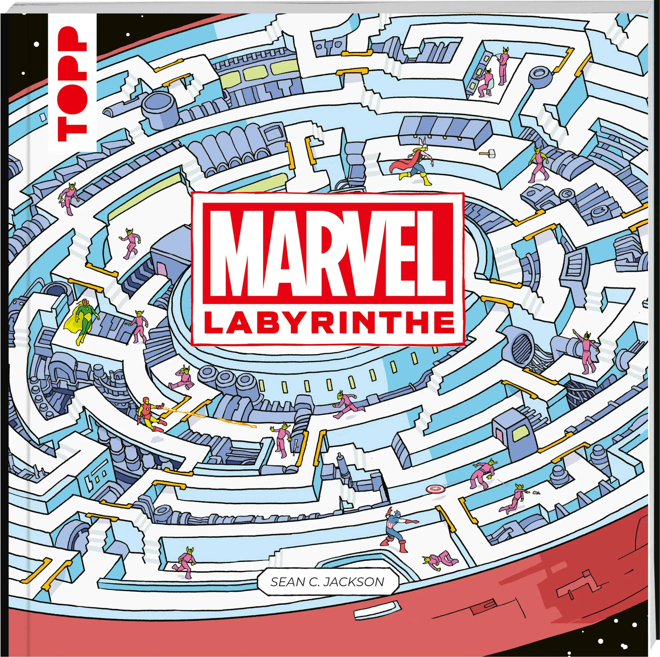 Sean C. Jackson, Labyrinth-Experte und langjähriger Marvel-Fan, hat mehr als 30 legendäre Comic-Szenen in illustrierte Irrgärten für Superhelden von jung bis alt verwandelt: Die Wunder von Wakanda und Asgard, das Baxter Building der Fantastic Four, Doctor Dooms Burg, der Planetenfresser Galactus, Ant-Man, wie er Vision von innen heraus repariert, die X-Men im Kampf gegen die Sentinels, Marvel Zombies und vieles mehr. Versammle die Avengers auf dem S.H.I.E.L.D.-Helicarrier. Erforsche das geheimnisvolle Sanctum Sanctorum des Doctor Strange. Folge den Guardians of the Galaxy zu Knowhere. Erklimme mit Spiderman Wolkenkratzer, auf der Spur der Sinister Six.Erfülle deine Aufgabe in den Labyrinthen: Dutzende Missionen warten auf dich, bei denen du die Heldinnen und Helden der Marvel-Comics auf ihren Abenteuern begleitest.Finde Bonuselemente auf jeder Seite: Zusätzlich zu den Irrgärten selbst verstecken sich viele weitere Details in den Illustrationen, die du entdecken kannst.Wundervoll illustriert und mehrfach spielbar: Die vollfarbigen Bilder können mit Stift oder ohne gelöst werden, um viele Male Freude daran zu haben.Für alle Altersgruppen: Mit Labyrinthen von leicht bis herausfordernd ist dieses Buch ideal für junge wie auch alte Marvel-Fans.© MARVEL