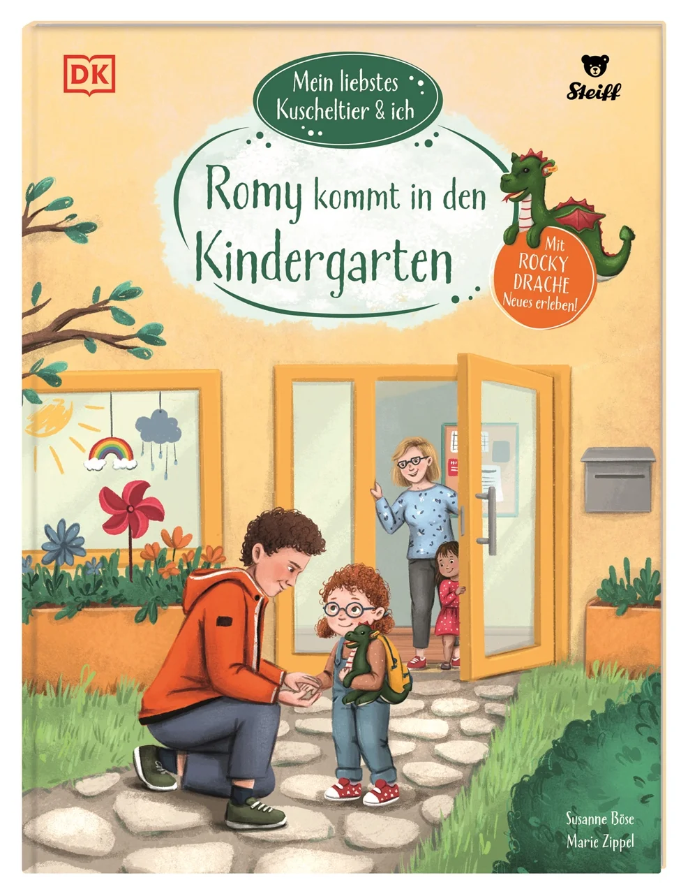 Mein Kuscheltier und ich: Zusammen schaffen wir das!Heute ist Romys erster Tag im Kindergarten. Natürlich ist sie sehr aufgeregt: Wie wird es ohne Mama und Papa sein? Und werden die anderen Kinder mit ihr spielen? Zum Glück kann sie Rocky mitnehmen, ihren liebsten Kuscheldrachen. Mit ihm zusammen ist sie immer ein Stückchen mutiger. Die liebevoll erzählten Vorlesegeschichten mit den Steiff Plüschtieren zeigen Kindern ab 3 Jahren, wie man knifflige Situationen meistert, und ermuntern sie, sich etwas zuzutrauen.Liebevoll erzählte Mutmach-Geschichten für Kindergartenkinder• Kinderbuchreihe in Zusammenarbeit mit Steiff: Rocky Drache, Affe Koko, Leo Löwe, Hase Bommel und die anderen süßen Steiff Tiere sind tolle Freunde, wenn’s mal schwierig wird• Entzückende Bilderbuch-Geschichten zum Vorlesen - wunderschön auch als optimistische und tröstliche Gute-Nacht-Geschichten• Das kann ich auch! Mit diesen Büchern können Kinder erleben, wie man mit Ängsten, neuen Situationen und negativen Gefühlen umgehen und daran wachsen kann• Kunterbunt und divers: Lebendige Illustrationen zeigen die Vielfalt der Welt, in der Kinder heute aufwachsenMit dem Kuscheltier durch dick und dünnOb es um den ersten Tag im Kindergarten oder die Angst vorm Kinderarzt geht, um das Nicht-teilen-Wollen oder die erste Übernachtung ohne die Eltern - die Kinderbuchreihe “Mein liebstes Kuscheltier & ich” greift Themen auf, mit denen sich jedes Kind identifizieren kann. Und die beliebten Steiff Plüschtiere sind bei allen Geschichten dabei. Die Kinder erkennen, dass es gar nicht so schwierig ist, die kleinen Hürden in ihrem Alltag zu überwinden. Und wer das schafft, darf am Ende stolz sein und sich ein ganzes Stückchen größer fühlen.Das schaffst Du auch! Die liebevoll erzählten Mutmach-Geschichten mit den Steiff Kuscheltieren helfen Kindern ab 3 Jahren, die Herausforderungen ihres Alltags zu meistern.Dieses Buch ist bei Antolin verfügbar.