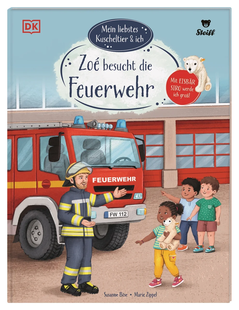 Mein Kuscheltier und ich: Zusammen schaffen wir das! Ein Kindergartenausflug zur Feuerwehr? Zoé ist ganz mulmig zumute, denn sie hat riesige Angst vor lauten Sirenen. Eins ist klar: Ihr bester Freund Eisbär Siro muss mit. In der Feuerwache ist es dann richtig cool und Zoé erkennt, dass die Sirenen auch etwas Gutes bedeuten können. Die liebevoll erzählten Vorlesegeschichten mit den Steiff Plüschtieren zeigen Kindern ab 3 Jahren, wie man knifflige Situationen meistert, und ermuntern sie, sich etwas zuzutrauen.Liebevoll erzählte Mutmach-Geschichten für Kindergartenkinder• Kinderbuchreihe in Zusammenarbeit mit Steiff: Siro Eisbär, Leo Löwe, Hase Bommel, Rocky Drache und die anderen süßen Steiff Tiere sind tolle Freunde, wenn’s mal schwierig wird• Entzückende Bilderbuch-Geschichten zum Vorlesen - wunderschön auch als optimistische und tröstliche Gute-Nacht-Geschichten• Das kann ich auch! Mit diesen Büchern können Kinder erleben, wie man mit Ängsten, neuen Situationen und negativen Gefühlen umgehen und daran wachsen kann• Kunterbunt und divers: Lebendige Illustrationen zeigen die Vielfalt der Welt, in der Kinder heute aufwachsenMit dem Kuscheltier durch dick und dünnOb es um Ängste im Alltag geht, um ein neues Geschwisterchen oder den ersten Tag im Kindergarten – die Kinderbuchreihe “Mein liebstes Kuscheltier & ich” greift Themen und Gefühle auf, mit denen sich jedes Kind identifizieren kann. Und die beliebten Steiff Plüschtiere sind bei allen Geschichten dabei. Die Kinder erkennen, dass es gar nicht so schwierig ist, die kleinen Hürden in ihrem Alltag zu überwinden. Und wer das schafft, darf am Ende stolz sein und sich ein ganzes Stückchen größer fühlen.Das schaffst du auch! Die liebevoll erzählten Mutmach-Geschichten mit den Steiff Kuscheltieren helfen Kindern ab 3 Jahren, die Herausforderungen ihres Alltags zu meistern.