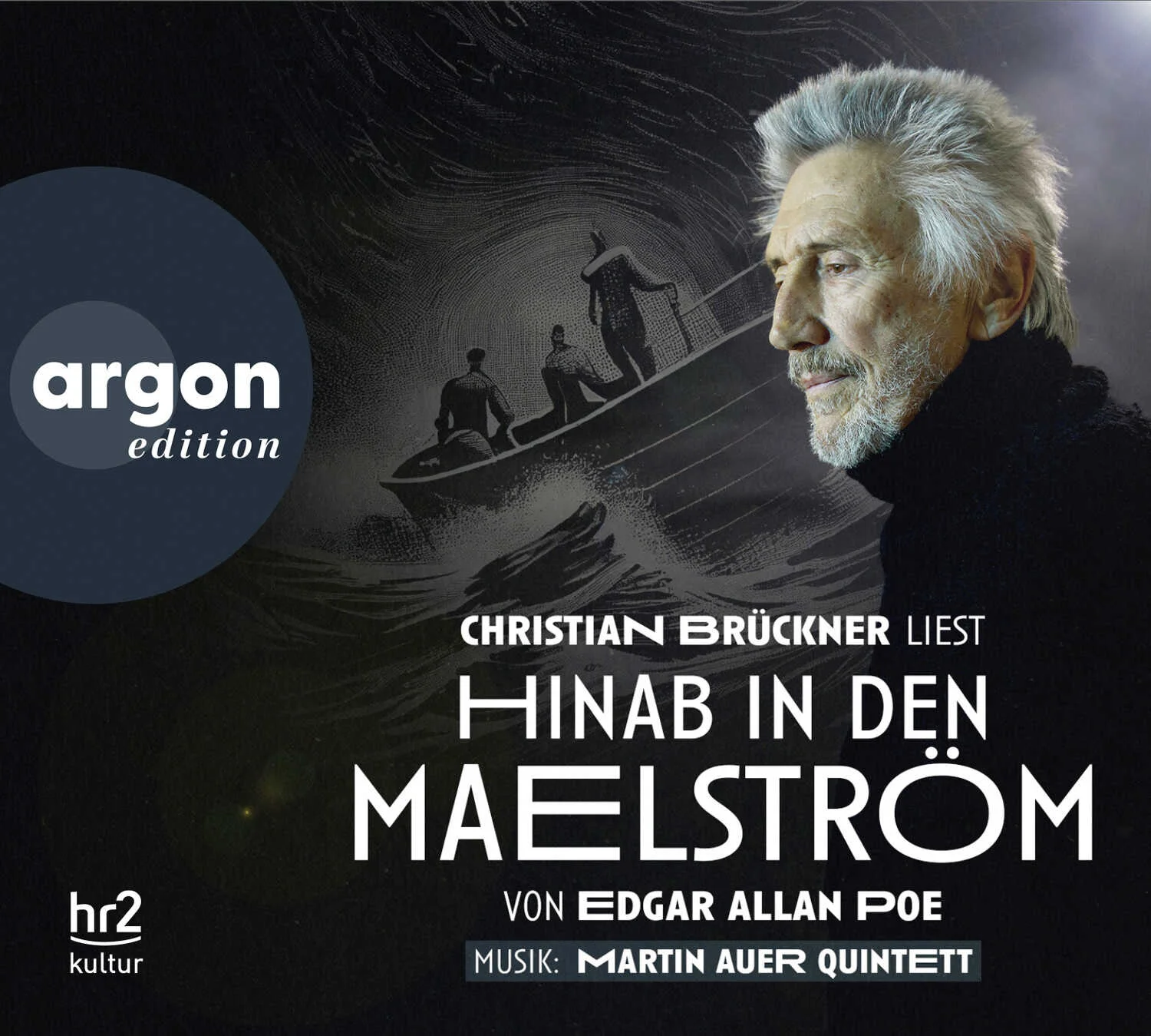 Der Meister des Schreckens und der Meister des WortesDrei Brüder, mutige Seemänner, fischen in der Nähe des Maelströms vor der norwegischen Küste und machen reichen Fang. Eines Tages macht ein Sturm ihr Schiff manövrierunfähig und der albtraumhafte Strudel droht sie zu verschlucken …Edgar Allan Poe, der Meister des Schreckens, zeigt den Menschen in seinem verzweifelten Ringen um das Leben selbst.Ein unvergessliches Hörerlebnis: Ein Erzählkonzert mit Christian Brückner und dem Martin Auer Quintett.