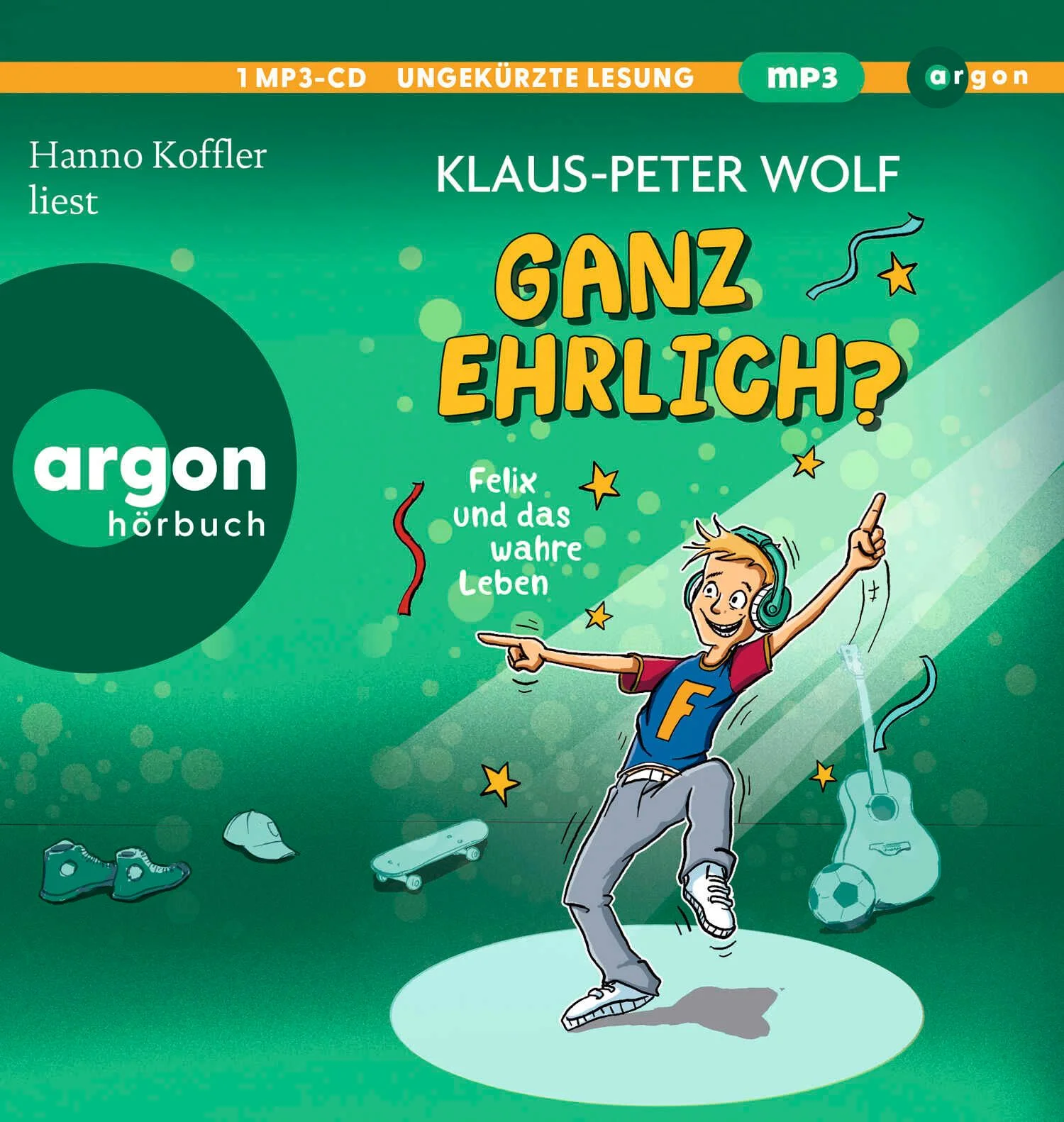 Witziges Kinderhörbuch für Jungs ab 10 Jahren von Erfolgsautor Klaus-Peter WolfFelix hat Stress: Das Jugendamt will seinem Vater das Sorgerecht entziehen! Der ist zwar tatsächlich ziemlich chaotisch, aber trotzdem eindeutig der originellste Vater der Welt. Heimlich fährt Felix zu einem Konzert der Band seines Vaters, um deren Image ein bisschen aufzubessern. Kein leichtes Unterfangen – aber Felix wäre nicht Felix, wenn ihm das nicht auch irgendwie gelingen würde!Mit Witz, Charme und Erfindergeist navigiert Felix durch sein Alltagschaos.Neuausgabe der letzten beiden Geschichten der Felix-Serie in einem Hörbuch.Alle Bände der Felix-Serie:Band 1: Echt jetzt? Felix und das wahre LebenBand 2: Ganz ehrlich? Felix und das wahre LebenHanno Koffler führt die Hörer:innen gelassen und humorvoll durch Felix' chaotisches Leben.