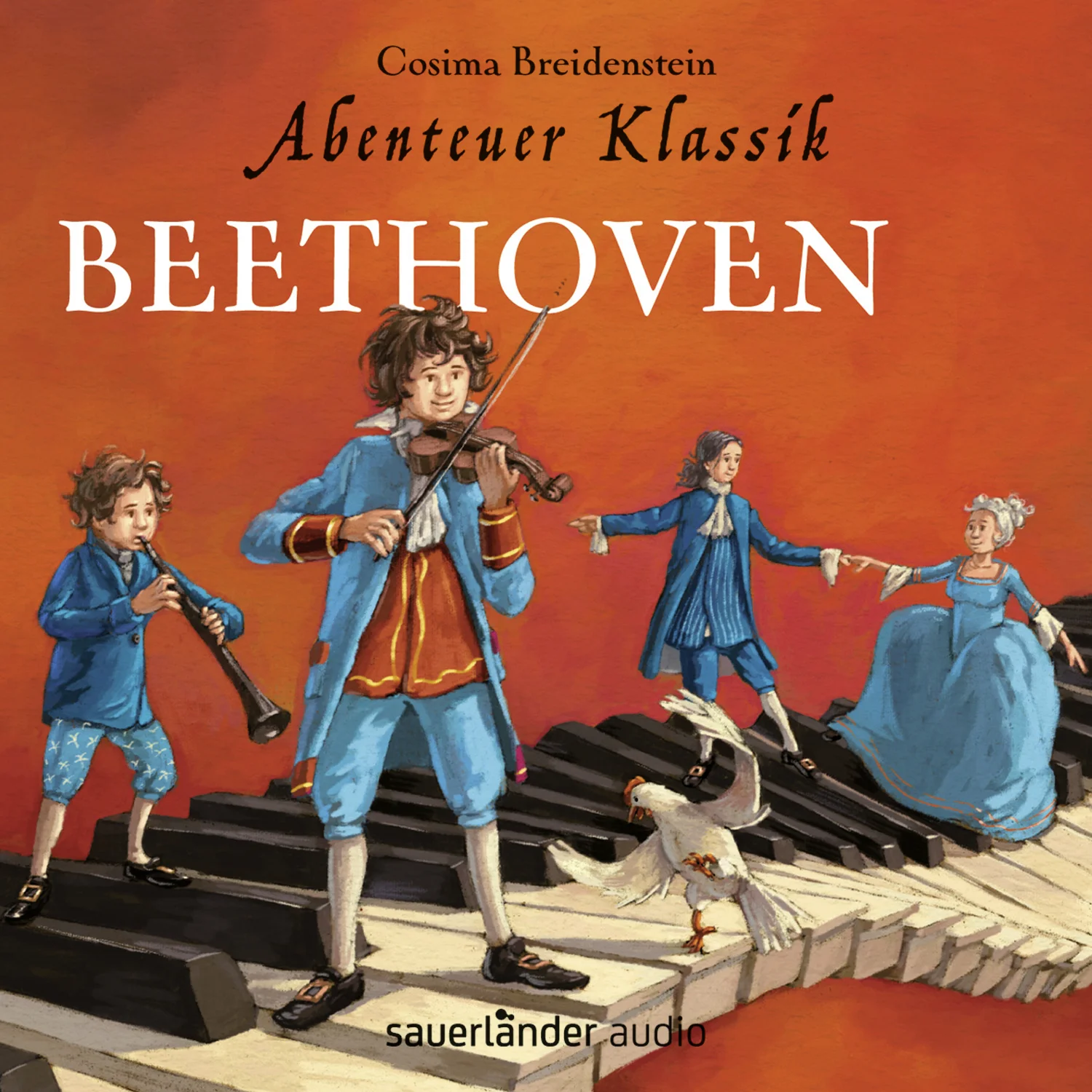 Die Musikerin, Klassikexpertin und Autorin Cosima Breidenstein erzählt unterhaltsam und kindgerecht das Leben Ludwig van Beethovens nach und illustriert ihre Geschichten mit wunderschönen Musikeinlagen. Sie spannt den Bogen von Beethovens Kindheit, die geprägt war durch seinen ehrgeizigen Vater, über seine kreative Schaffensperiode bis hin zu seiner Schwerhörigkeit. Und immer wieder erstaunt die Tatsache, dass sich Ludwig van Beethoven durch keinen Schicksalsschlag unterkriegen ließ und standhaft blieb.Klassik, spannend und unterhaltsam bis zum Schluss.