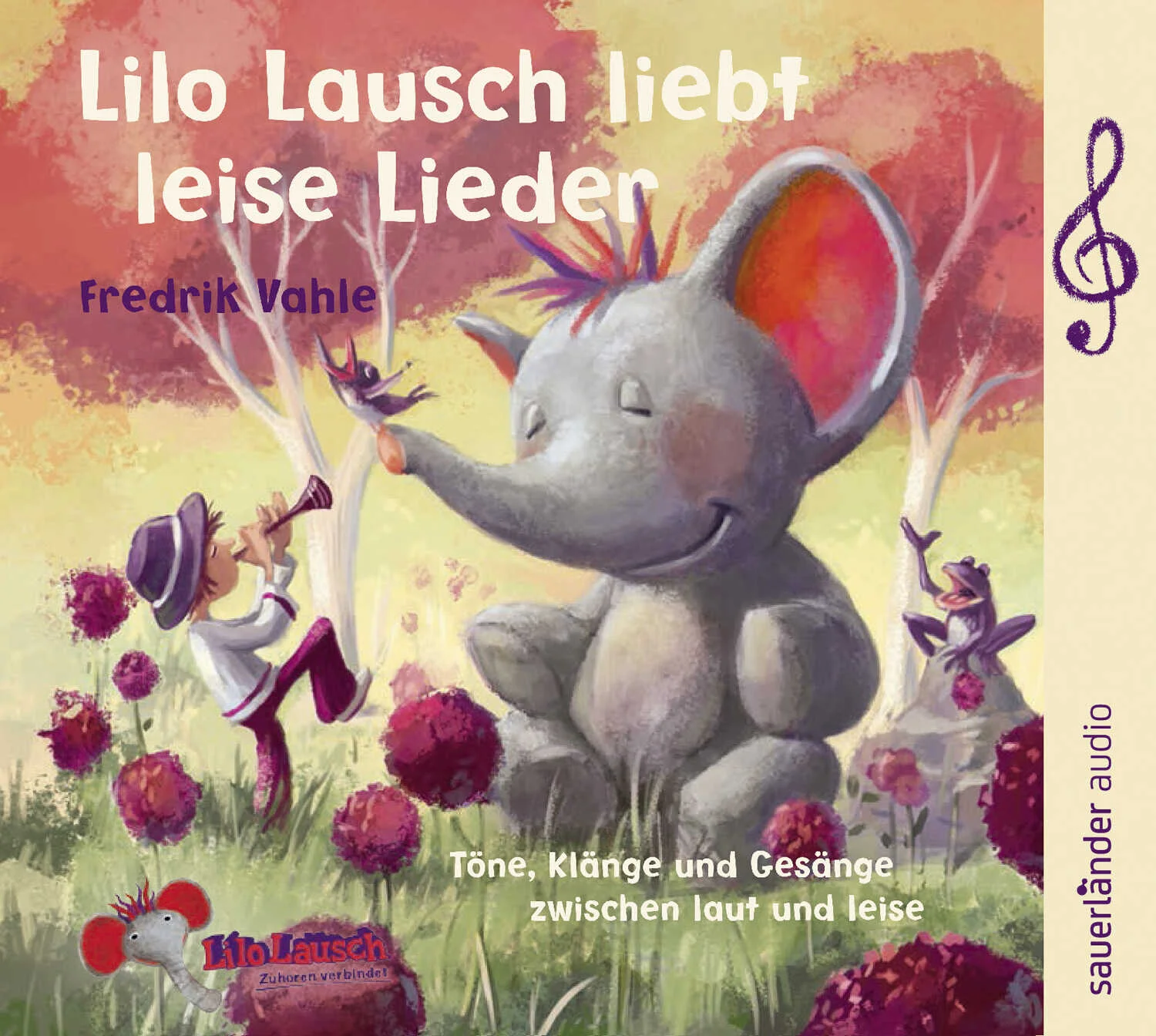 Freunde findet man überall»Lilo Lausch hat große Ohren, und darin geht nix verloren. Sie hört alles langsam an, dass sie es verstehen kann.«Der kleine Elefant Lilo Lausch entdeckt Klänge und Gesänge aus der ihm vertrauten Welt, aber auch aus anderen Kulturen. Die großen Ohren lauschen aufmerksam der eigenen Umwelt, aber auch anderen Sprachen, Tönen und Rhythmen. Lilo horcht in den Tag und in die Nacht hinein und entdeckt den Schatz des aufmerksamen Zuhörens. So fördert Lilo Lausch die Achtsamkeit in Familien, Krippen und Kindertageseinrichtungen.Fredrik Vahle begleitet die Stiftung Zuhören mit ihrem erfolgreichen Bildungsprogramm seit Jahren und zeigt die Wunder von Tönen, Sprachen und kulturellen Einflüssen im Alltag. Die wichtige Integrationsarbeit der Stiftung wird mit dem Kauf jedes Albums unterstützt.