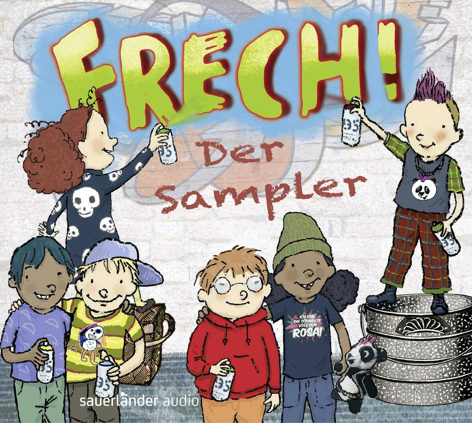 Freche und moderne Musik für Kinder ab 3 Jahren und überhaupt alle, die gute Kindermusik lieben. Ein Sampler mit den besten Kinderliedern von Fredrik Vahle, Randale, Suli Punschban, Sebó, Grips Theater, Raketen Erna und vielen anderen. Beste Rock-Pop-Musik, die auch die ganze Familie vom Hocker reißt.Kinder haben ein Album mit Songs verdient, die ihnen so richtig aus der Seele sprechen. Ein lustiges Album, ehrlich und direkt wie sie selbst. Auf dem auch Wörter erlaubt sind, bei denen Erwachsene komisch gucken. Und dann muss die Musik unbedingt zum Tanzen und Mitsingen sein! Kinder haben ein Lieblingsalbum verdient. Deshalb gibt es diesen Sampler.Auf dem Album sind enthalten: Ich hab die Schnauze voll von rosa • Drölf • Schokkoli und Brokolade • Unser Kiez • Die Geschichte vom fernsehverrückten Frank • Wir werden immer größer • Wir sind alle Himmelskinder • Meine Familie • Womit du niemals aufhören darfst • Wer sagt, dass Mädchen dümmer sind • Fahrradhelm • Ja, wenn im Wald die Bratkartoffeln blühn … und viele andere