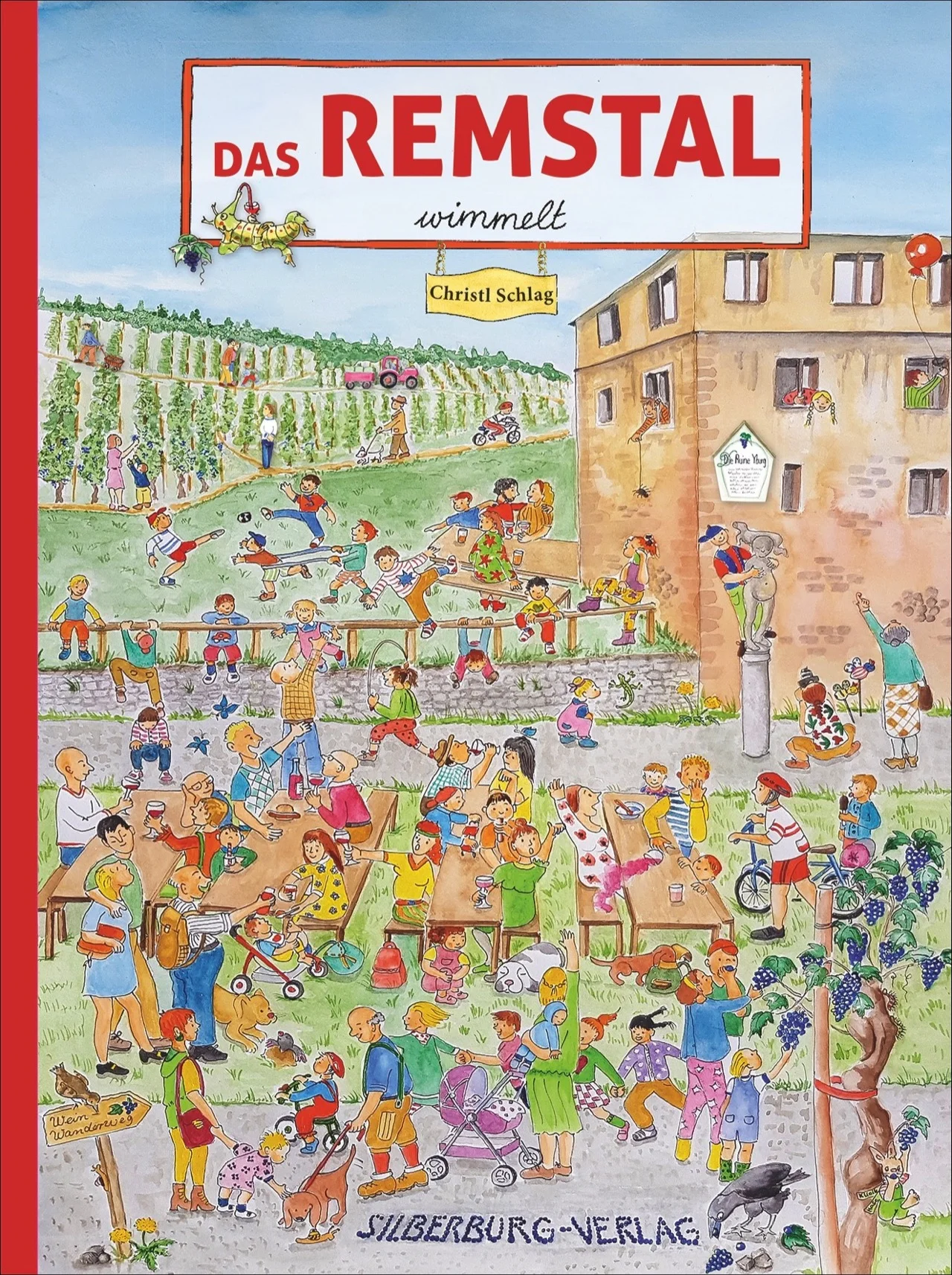 Das neue Wimmelbuch von Christl Schlag zeigt, was im Remstal los ist. Es wimmelt flussauf, flussab. Das Kloster Lorch taucht natürlich auf, ebenso wie Schorndorf oder Waiblingen, und überall schlängelt sich die Rems. Die Zeichnerin ist in Waiblingen zu Hause und kennt sich somit in der Gegend natürlich bestens aus. 2019 findet die Landesgartenschau im Remstal statt – noch ein Grund mehr, am Fluss unterwegs zu sein.