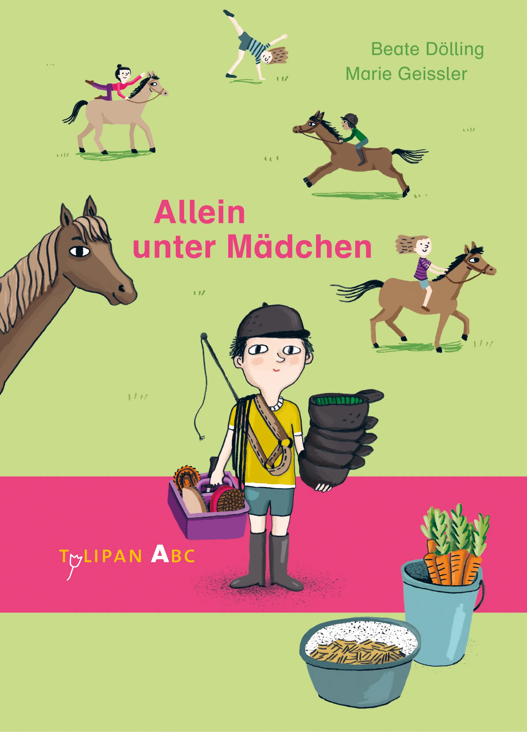 Bislang ist Theo großen Tieren immer aus dem Weg gegangen, besonders solchen mit imposanten Zähnen, riesigen Hufen und strengem Geruch. Umso mehr wundern sich alle, dass er in den Ferien gern auf einen Ponyhof möchte. Dass es nur wegen der Mädchen ist, sagt er niemandem. Die scheinen nämlich auch eine Menge Spaß zu haben, aber Theo traut sich leider nicht ran. Eine Woche lang fährt er auf den Hof, als einziger Junge unter sieben Mädchen. Und die sind gar nicht lieb und brav. Und dann erst diese Pferde! Vielleicht hätte er doch lieber ins Fußballcamp fahren sollen? Doch am Ende hat sich die Mühe gelohntAusstattung: Durchgehend farbig illustriert