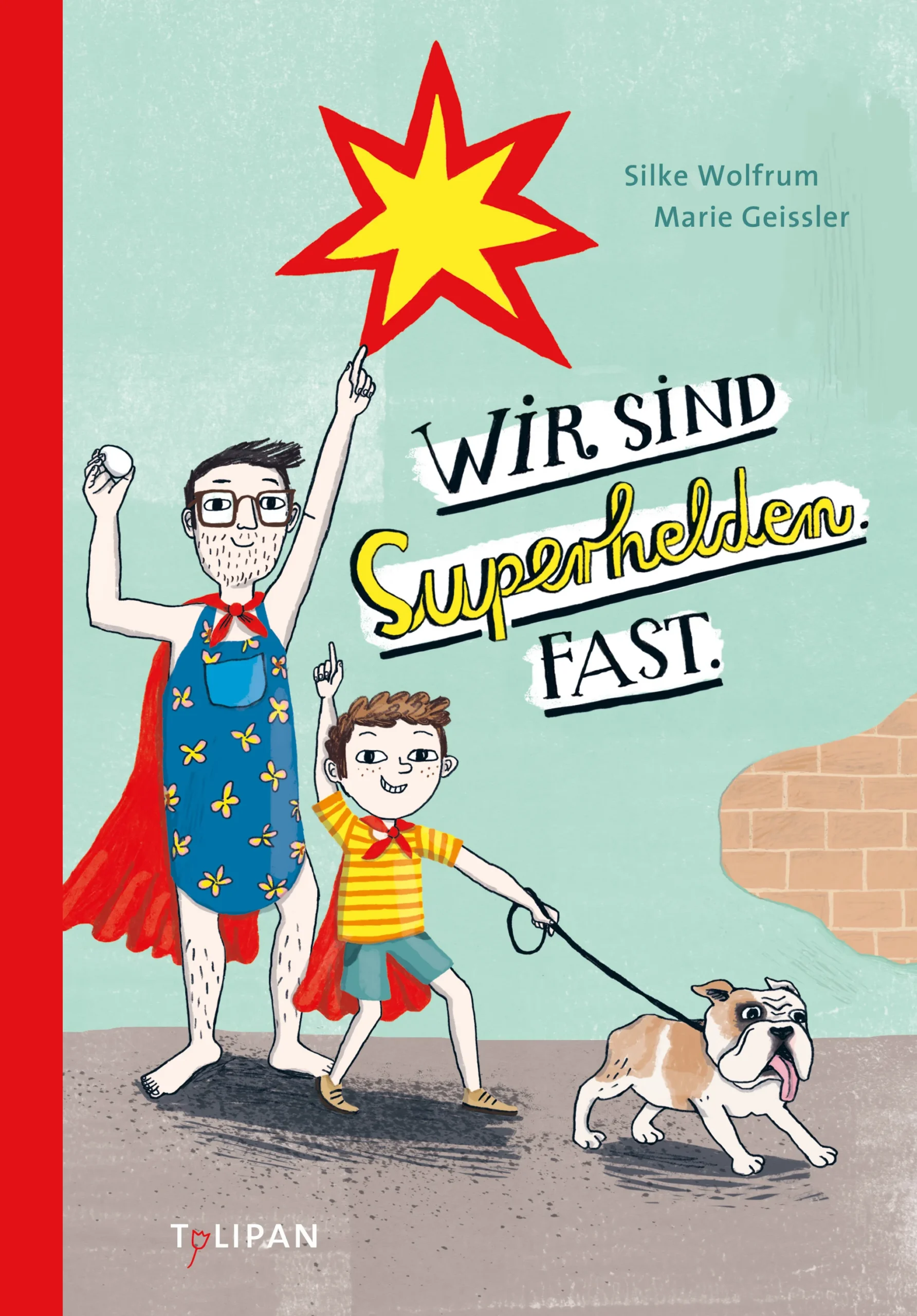 Moritz und Papa wollen Superhelden werden. Dafür muss man trainieren, sagt Papa, denn als Superheld braucht man Mut, Entschlossenheit und Köpfchen. Deswegen fahren die beiden in den Sommerferien auch erstmal nicht weg, sondern konzentrieren sich ganz auf ihr Training: Das Erobern magischer Gegenstände. Und so stellen sich die beiden gegenseitig Aufgaben, Mutproben, die ihr gesamtes Können erfordern. Sie bezwingen die wilde Lotti aus der Nachbarschaft, zähmen einen Höllenhund und überlisten ihren gemeinen Vermieter. Am Ende zeugt eine Schatzkiste voller Gegenstände von ihren Mutproben und Moritz und Papa sind endlich Superhelden. Naja, fast.Ausstattung: Durchgehend farbig illustriert