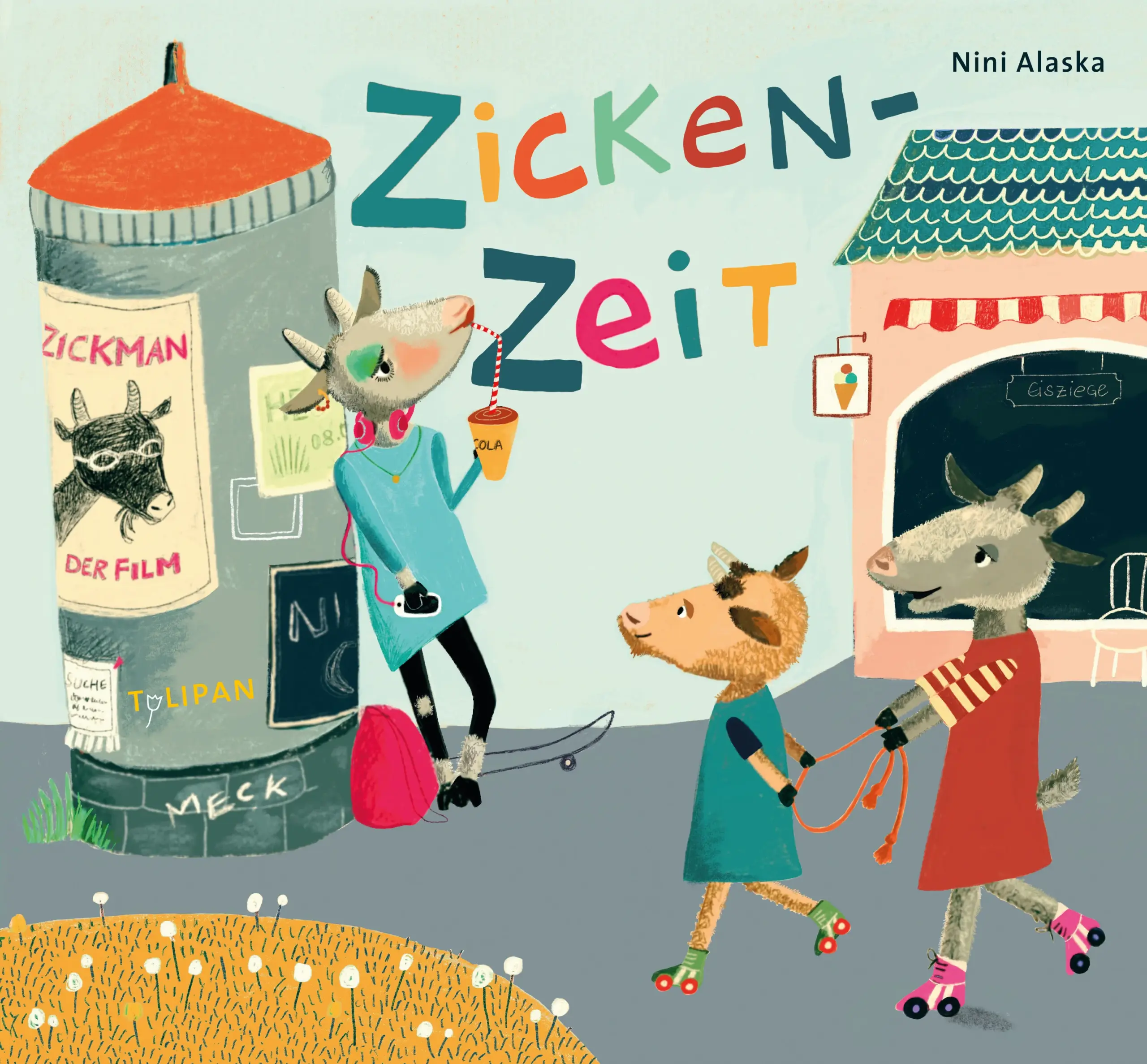 Früher waren die Ziegenschwestern Fritzi, Franzi und Ottilie unzertrennlich. Doch seit Kurzem verhält sich Ottilie, die älteste der Drei, sehr merkwürdig. Fritzi und Franzi verstehen die Welt nicht mehr. Seit wann ist düsteres Brüten und langweiliges Rumhocken besser als auf dem Trampolin herumhopsen? Und warum zieht sich Ottilie heimlich auf dem Schulklo um? Und tuschelt nur noch mit ihrer besten Freundin Adele? Sie muss ein Geheimnis haben! Braucht sie vielleicht sogar Hilfe? Besser sie finden heraus, was los ist. Und so folgen Fritzi und Franzi heimlich ihrer großen Schwester und stoßen nicht nur auf koffeinhaltige Limonaden, actionreiche Kinofilme und einen angeberischen Ziegenbock … - Für alle, mit älteren Geschwistern, die plötzlich merkwürdig werden (und eigentlich nur in die Pubertät kommen) - Schwestern: Eine für alle, alle für eine - Ein neues Bilderbuch von Nini Alaska, der Autorin und Illustratorin von 'Hollie & Fux' und 'Haiferien'Ausstattung: Durchgehend farbig illustriert