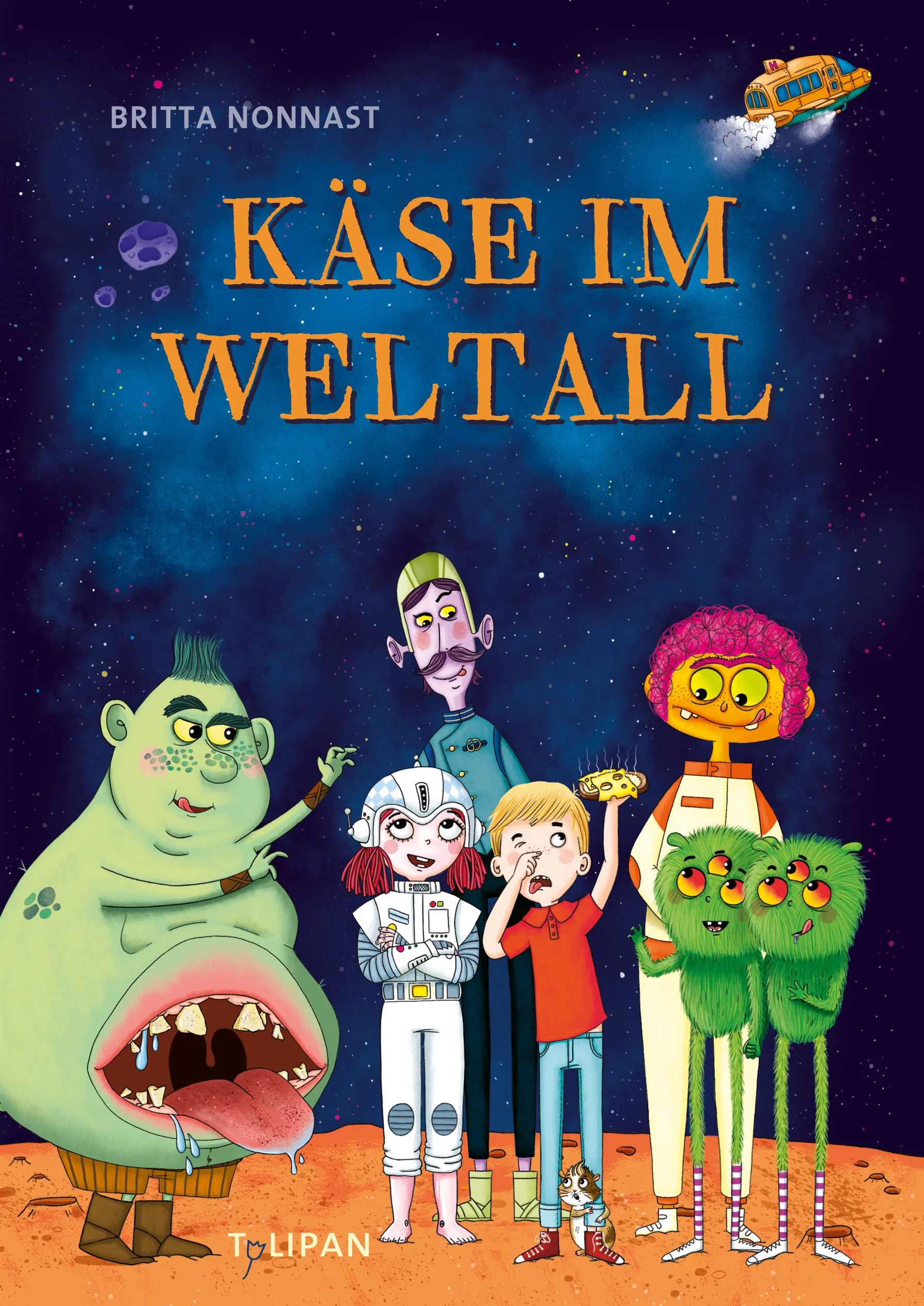 Ab ins All! Dabei wollte Josch doch eigentlich nur das alte stinkende Käsebrot in seinem Schulrucksack loswerden und jetzt das! Zusammen mit Meerschweinchen Pauli schwirrt er im Raumschiff des Robotermädchens Hatti durch die Galaxie. Josch hat nämlich eine Übernachtung im Weltraumhotel gewonnen! Was ihn dort erwartet, verschlägt ihm den Atem: Außerirdische aller Farben und Formen, Traumkugeln in Gläsern, bunte Essensblasen. Aber das Abgefahrenste ist, dass ausgerechnet sein altes Käsebrot die Allbewohner in Aufruhr versetzt …