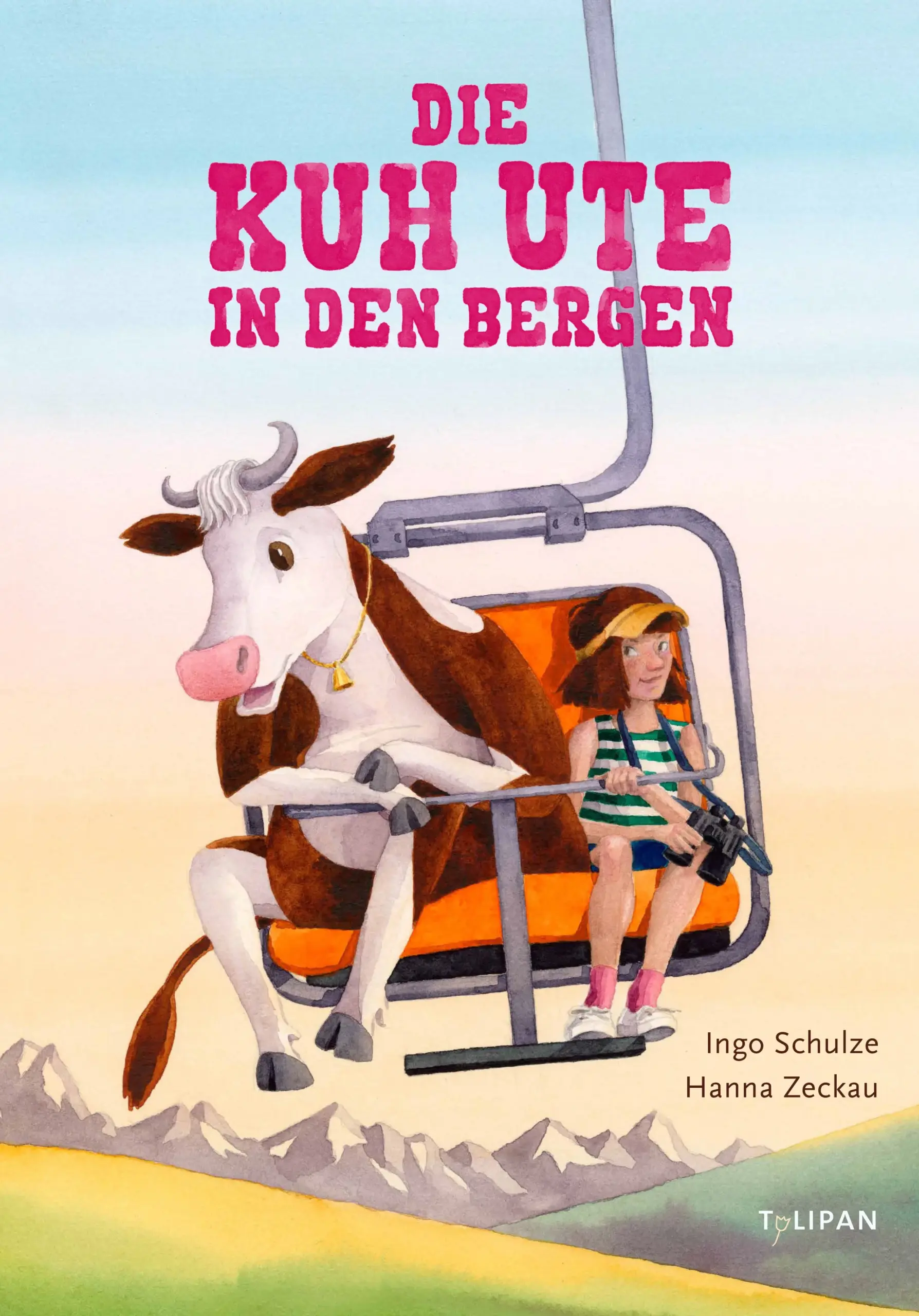 Die Kuh, die allen die Show stiehltKühe fahren nicht in den Urlaub. Aber die Kuh Ute ist eine moderne Kuh, und eine Artistin noch dazu. Die Berge, das weiß sie von einer Postkarte, sind das Paradies für Kühe! Saftige Weiden, Panoramablick und hübsche Kuhglocken. So überzeugt die Kuh Ute ihre Freundin Franziska, in die Alpen zu fahren. Doch das Paradies auf Erden erwartet sie dort nicht. Es ist so steil, dass sie nicht weiß, wie sie geradestehen soll, die einheimischen Kühe machen sich über sie lustig und die Glocke um ihren Hals unterstreicht jede ihrer Bewegungen mit ohrenbetäubendem Lärm. So hat sie sich das nicht vorgestellt. Und so macht sie sich einfach eigenmächtig auf den Weg den Berg hinauf. Und wird schließlich als erste Kuh auf dem Gipfel eine Berühmtheit in den Lokalnachrichten.Ausstattung: durchgehend 4-farbig illustriert