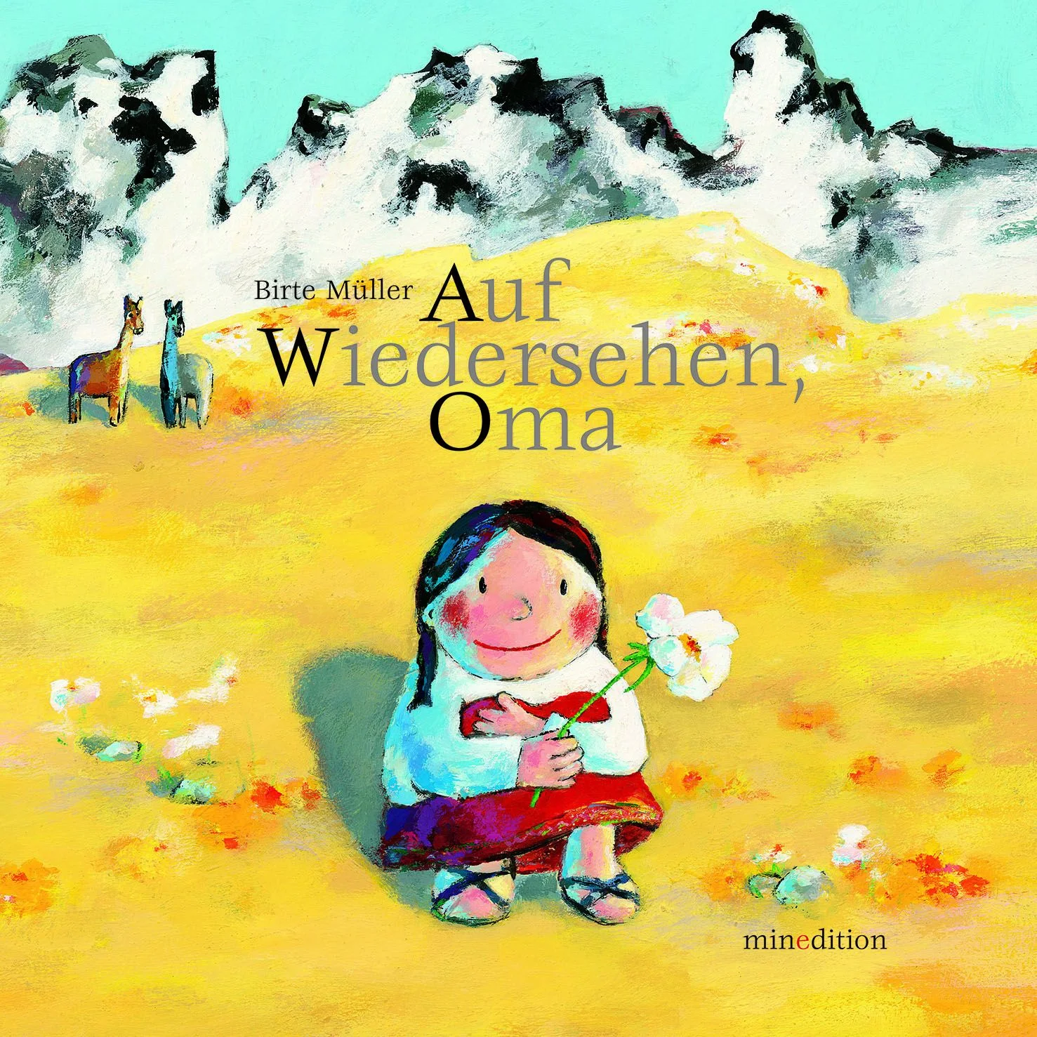 Wo gehen die Seelen der Menschen hin, die gestorben sind? Das ist eine Frage, die nicht nur Kinder beschäftigt. Birte Müller erzählt in farbenfrohen Bildern, die Geschichte von dem Anden-Mädchen Felipa, deren Oma gestorben ist. Sie fragt sich, wo die Seele ihrer Großmutter jetzt wohnt und begibt sich auf die Suche in den Bergen. Dort verirrt sie sich, wird von ihrem Vater gefunden und erfährt von ihm, dass die Seelen in ihrer eigenen Welt leben, aber immer noch in Verbindung mit der wirklichen Welt stehen. Felipa erlebt das Fest der Allerheiligen, dass ihr Volk jedes Jahr feiert, um mit den Seelen der Verstorbenen in Kontakt zu bleiben. Auf Wiedersehen Oma ist ein tröstliches Buch, eingebettet in die Bergwelt der Anden. Birte Müller hat das Allerheiligenfest in Bolivien selbst miterlebt und war fasziniert von der Lebendigkeit und Selbstverständlichkeit, mit der einmal im Jahr eine Fest mit den Seelen der Verstorbenen gefeiert wird. Für trauernde Kinder ist es wichtig, den Kontakt z. B. zu verstorbenen Großeltern zu behalten, in Erinnerungen, Gebeten und vielleicht auch mit besonderem Blumenschmuck oder einem Familientreffen mit Kaffeklatsch am Todestag, um sich gemeinsam zu erinnern. Sehr gut geeignet für Kindergärten, zu den Themen Tod und Trauern.