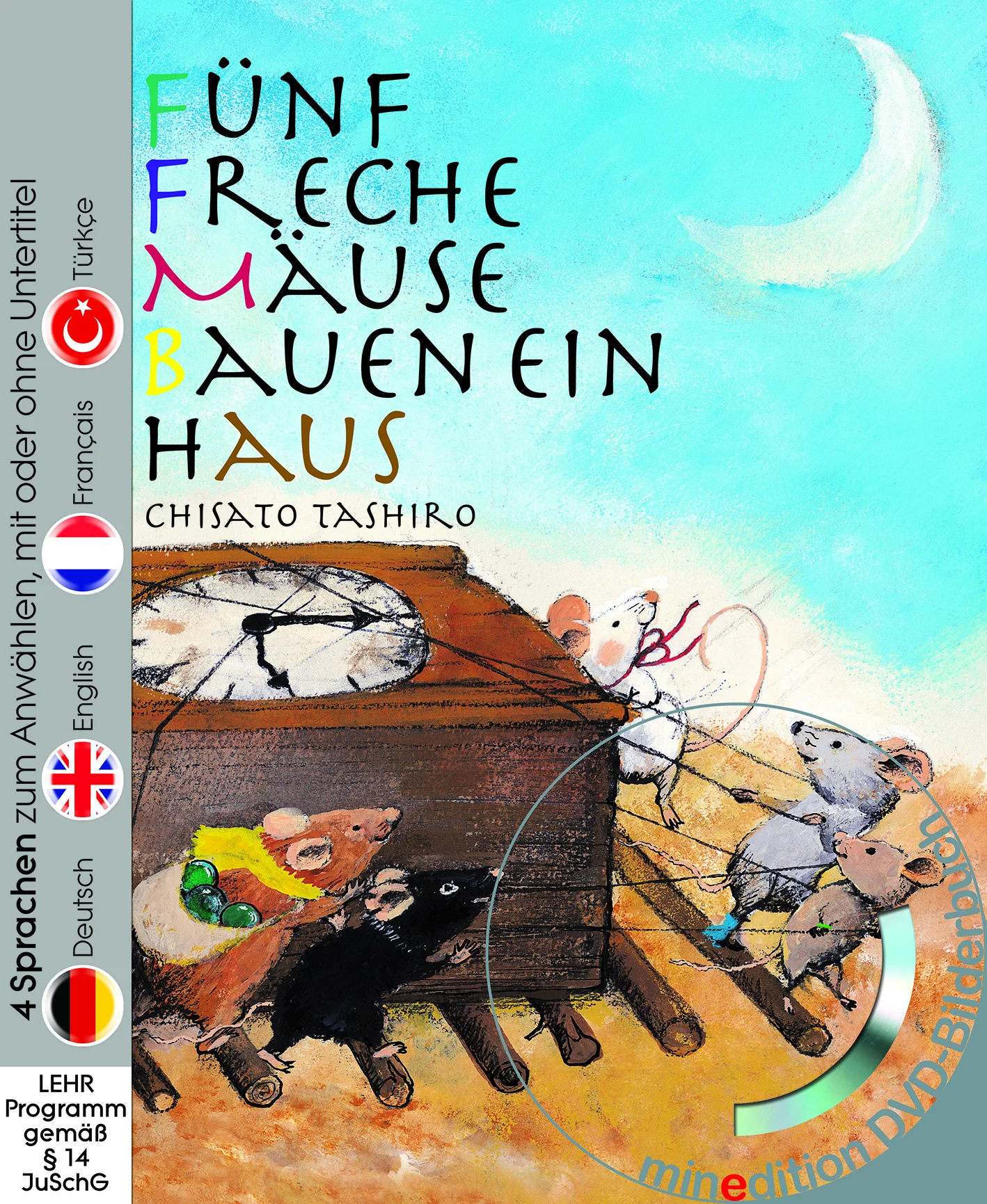 Aus Furcht vor gefährlichen Katzen beschließen fünf Mäuse sich ein neues Zuhause zu suchen. Sie lernen wie wichtig Gemeinschaft und Freundschaft sind. Buch mit mehrsprachiger DVD.