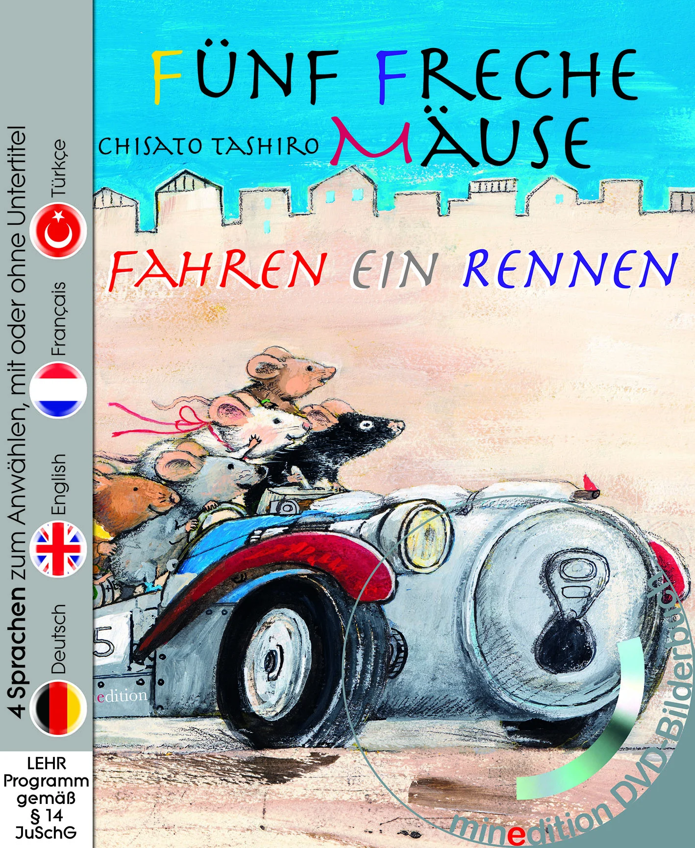 Ein Autorennen und als Preis ein riesiger Käse: Die fünf frechen Mäuse sind sofort dabei und basteln sich ein Rennauto, mit dem sie bestimmt gewinnen. Doch kurz vorm Ziel fällt der Motor aus. Da sind mal wieder die guten Ideen der fünf Freunde gefragt. Und der leckere Gewinn wird natürlich mit allen Teilnehmern geteilt. Jetzt auch als DVD-Bilderbuch im Hardcover