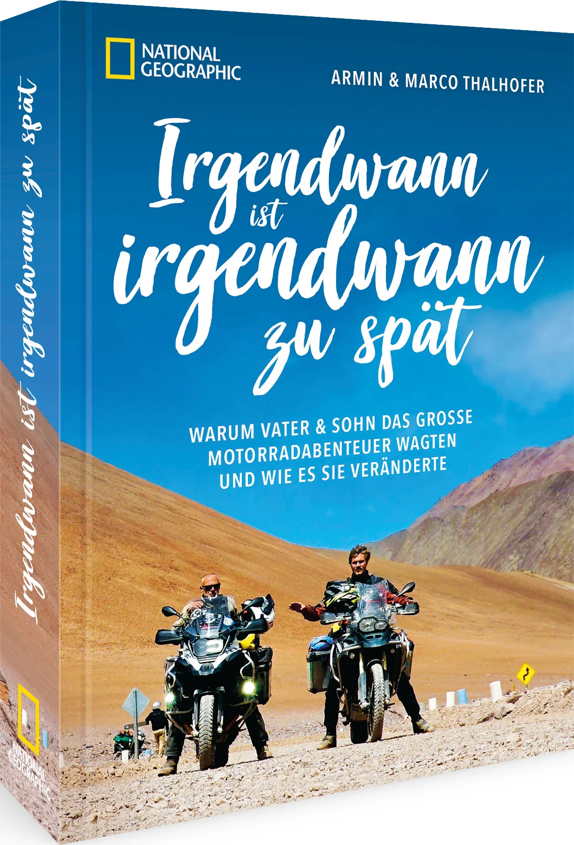 Motorrad Reise bis ans Ende der WeltVater und Sohn fahren gemeinsam mit den Motorrädern durch Südamerika, bis ans »Ende der Welt«. Eine unvergessliches Abenteuer zweier Generationen.Armin und Marco Thalhofer trennen rund 30 Jahre, und doch wagen sie es, gemeinsam zu einem ganz besonderen Motorradabenteuer aufzubrechen. Vater und Sohn durchqueren acht Länder Südamerikas und legen dabei über 25 000 Kilometer zurück. Fünf Monate teilen sie sich ein Zelt und verbringen jeden Tag miteinander. Eine Geschichte von Herausforderungen zweier Generationen und dem Glück, seine Leidenschaft und unvergessliche Erlebnisse teilen zu können. Motorradabenteuer von Vater und Sohn – zwei Generationen »on the road« Eine außergewöhnliche Reise durch ganz Südamerika Faszinierende Bilder von beeindruckenden Landschaften und Begegnungen