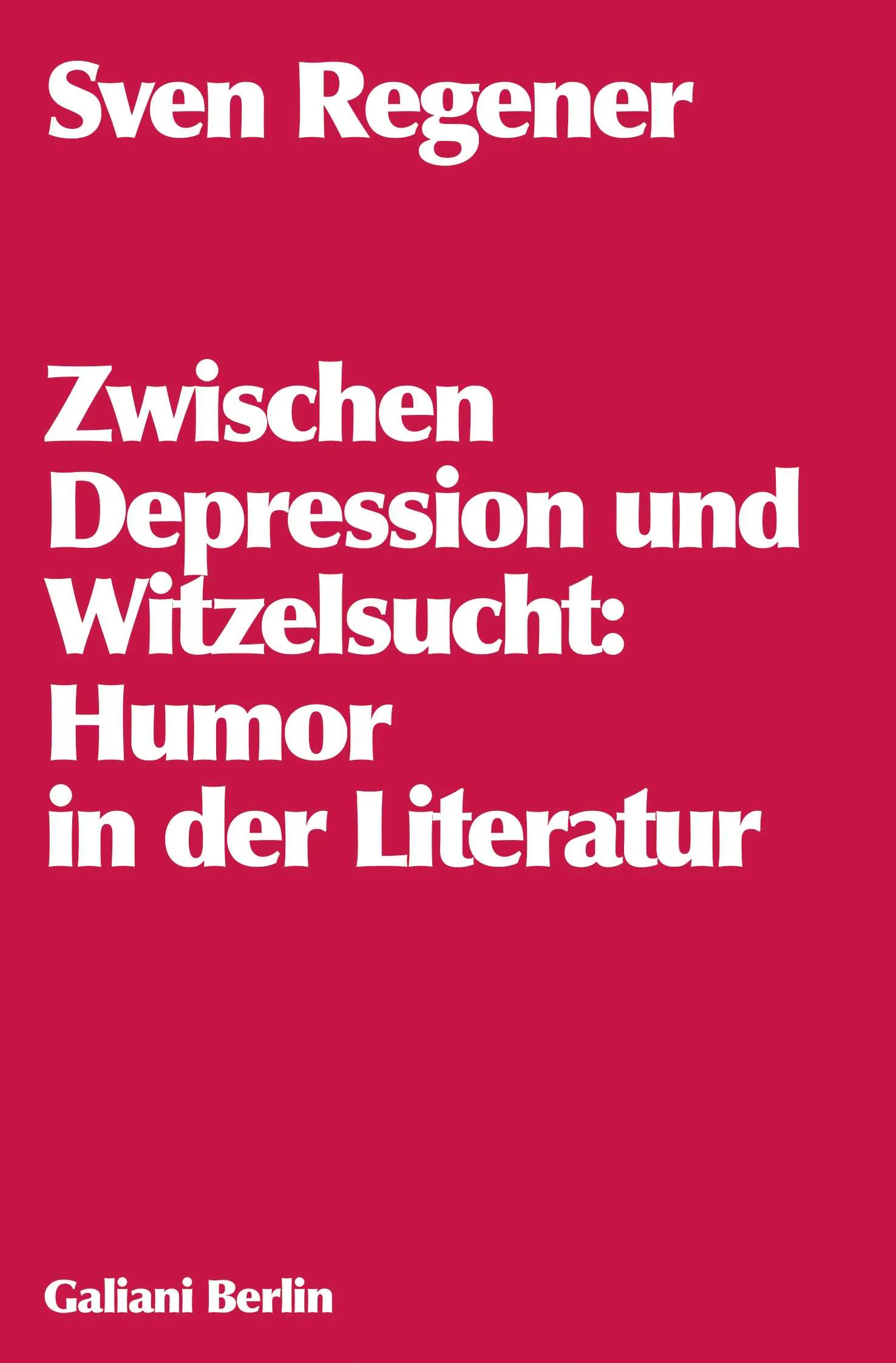 Wenn sich einer der profiliertesten deutschsprachigen Autoren unserer Zeit mit dem Thema Humor in der Literatur auseinandersetzt, braucht er gute Gründe. Sven Regener hatte sie: Er war 2016 eingeladen, als Inhaber der Grimm-Professur der Universität Kassel eine Poetik-Vorlesung zu halten und er schlägt sich, seit er Romane veröffentlicht, damit herum, dass diese als witzig, komisch, humorvoll gelten, obwohl sie eigentlich traurige Geschichten erzählen von Leuten, die es im Leben nicht leicht haben und bei denen das Scheitern stets wahrscheinlicher ist als das Gelingen. In Zwischen Depression und Witzelsucht geht deshalb Sven Regener der Sache auf den Grund und kommt zu verblüffenden, ihn selber erstaunenden Ergebnissen, macht sich auf zu einem Parforce-Ritt durch die Kunstgattungen, Stile und Methoden, untersucht das Wesen und das Verhältnis von Kunst, Gefühl und Humor zueinander und wirft dabei mit jeder Antwort zwei neue Fragen auf, ohne dass das von Schaden wäre. Zwischen Depression und Witzelsucht ist ein großer Wurf, ein kühner Versuch über ein großes, fast unerforschtes Thema und wird, da kann man sicher sein, für Aufsehen sorgen.
