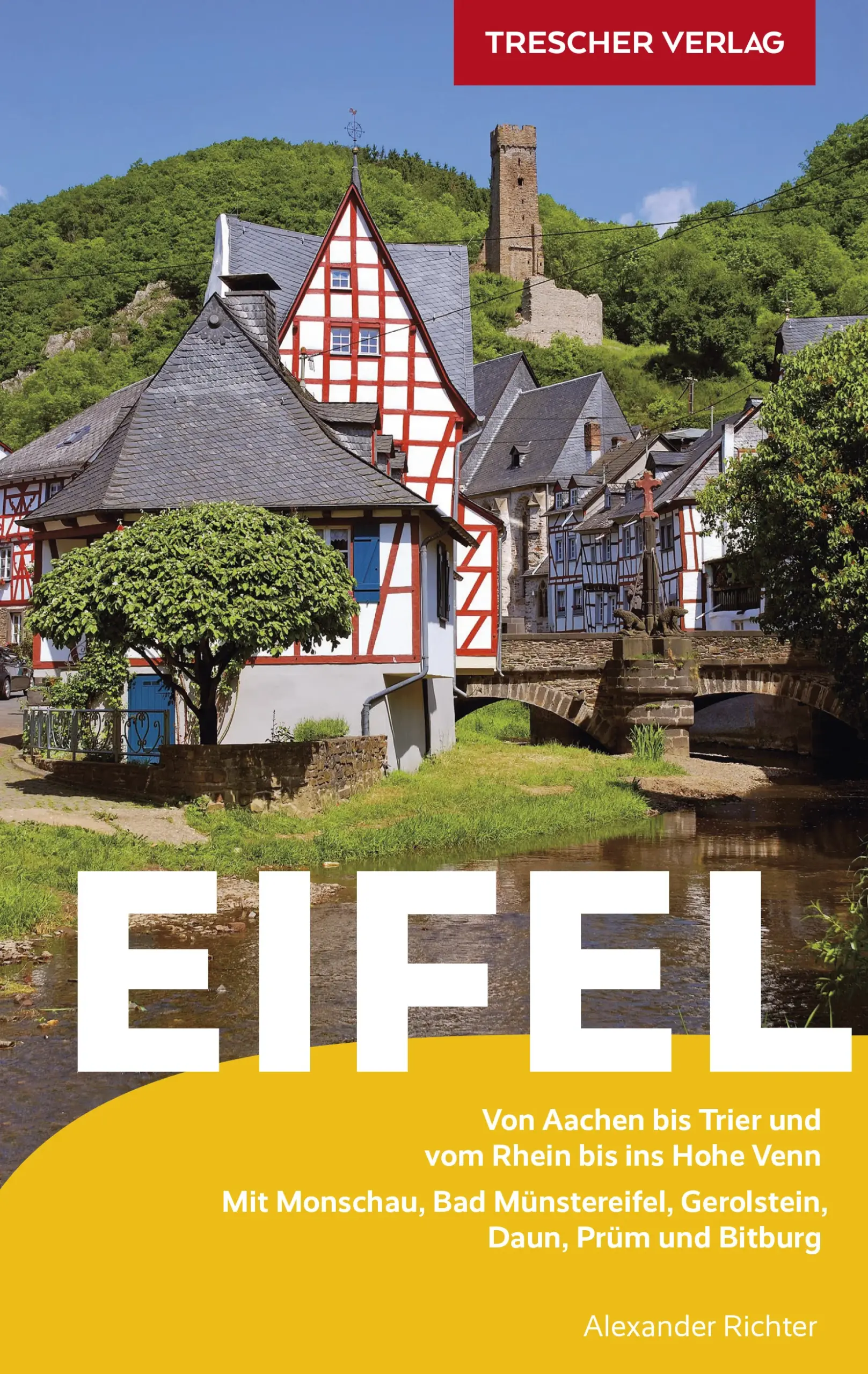 Die Eifel zählt zu den interessantesten Reiseregionen Deutschlands und ist schnell von den großen Städten des Rheinlands zu erreichen. Neben viel Natur, durch die zahlreiche Wanderwege führen, hat die Eifel geologische Besonderheiten des Vulkanismus, berühmte Quellen, Heilbäder, zahlreiche Seen und einige ausgesprochen kulturträchtige Stätten zu bieten. Zahlreiche Burgen, Klöster, Schlösser, interessante Museen sowie Natur- und Wildparks machen die Eifel zu einem spannenden Reiseziel für die ganze Familie. Auch der legendäre Nürburgring, der ein vielfältiges Angebot für Motorsportfans aller Altersklassen bietet, darf natürlich nicht fehlen. Dieser Reiseführer stellt die gesamte Eifel einschließlich der Städte Monschau, Bad Münstereifel, Blankenheim, Heimbach, Gerolstein, Mayen, Monreal, Daun, Prüm und Bitburg vor. Ebenfalls enthalten sind Kapitel zu Aachen und Trier sowie Ausflüge nach Belgien und an die Mosel. Zusätzlich zu aktuellen Reisetipps und vielen Hinweisen zur Freizeitgestaltung bietet dieser Reiseführer umfassende Hintergrundinformationen über Geschichte, Natur und Kultur der Region. In einigen Gebieten der Eifel ist die allgemeine und auch die touristische Infrastruktur nach wie vor zerstört, dies sollte man bei der Reiseplanung berücksichtigen. >>> Weitere Reiseführer zu interessanten Regionen in Deutschland finden Sie auf der Website des Trescher Verlags