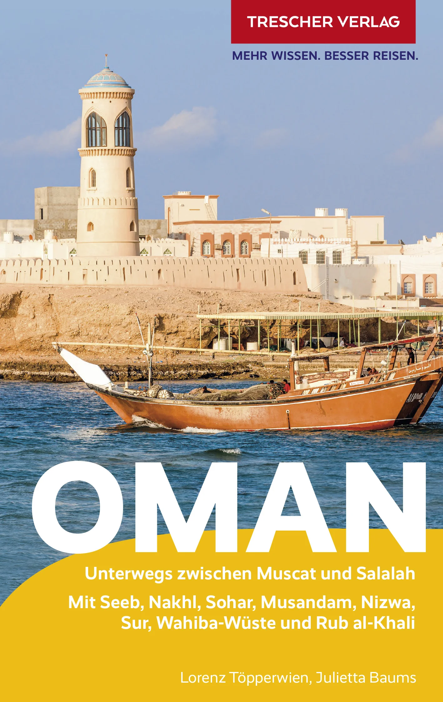 Legenden von Sindbad dem Seefahrer, von sagenhaft reichen Karawanenstädten, von Weihrauchhäfen und exotischen Gewürzen umranken das Land auf der Arabischen Halbinsel. Der Trescher-Reiseführer OMAN stellt alle Facetten des faszinierenden Reiseziels ausführlich vor. Die Omanis sind stolz auf ihre Natur aus zerklüfteten Gebirgen und schier unendlichen Sandwüsten. Weihrauchhäfen und Forts entlang der 1700 Kilometer langen Küste am Schnittpunkt uralter Handelsrouten zeugen von einer jahrtausendealten Kultur als Seefahrer. Die imposante Lehmarchitektur, eine bis heute lebendige Oasenkultur und eine ganz eigenständige, pragmatische Auffassung des Islam laden zu Begegnungen, Wanderungen, Kameltreks und Expeditionen ein. Auf Wochenmärkten und in den Oasen lassen sich die beduinischen Bräuche aus den Dünengebieten der Rub al-Khali und der Wahiba-Wüste miterleben. Bizarre Gebirge voller versteckter Terrassendörfer bergen die Geheimnisse Arabiens. Die Autoren dieses Reiseführers sind erfahrene Reiseveranstalter. Sie kennen jeden Winkel im Land und zeichnen ein lebendiges Bild von allen Sehenswürdigkeiten, der Geschichte und Kultur der Omanis, ihren Traditionen und ihrem Alltagsleben. Mit ausführlichen Hintergrundinformationen und vielen praktischen Tipps ist der Trescher-Reiseführer OMAN ideal für die Erkundung des Sultanats. Konkrete Routenvorschläge, zahlreiche Stadtpläne und Übersichtskarten machen das Buch zur wertvollen Hilfe schon bei der Reiseplanung und unterwegs im Oman zum unverzichtbaren Begleiter. … weitere Reiseführer zu Afrika und zum Nahen Osten finden Sie auf der Website des Trescher Verlags.