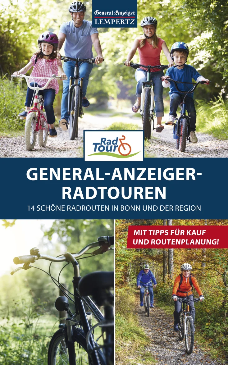 Radeln liegt im Trend! Radfahren ist wieder modern geworden. Nachdem lange Zeit das Auto dem Zweirad als überlegen angesehen wurde, ist jetzt ein gegenläufiger Trend zu erkennen. Zunehmender Staufrust auf den Straßen und die Erkenntnis, dass Fahrradfahren sehr gesund ist, haben die Trendwende eingeleitet. Flankiert wird dies durch die technische Entwicklung des E-Bikes. Deshalb hat der General-Anzeiger das Thema in einer Serie aufgegriffen und diesen Radführer gemacht. Redakteure des General-Anzeigers sind aufs Fahrrad gestiegen und haben attraktive Routen selbst getestet und Reportagen und viele Informationen mitgebracht. Die Ausflüge starten überwiegend in der Region. Der Charakter der Routen ist ganz unterschiedlich und reicht von der Feierabendtour, dem Radeln mit Kindern über Tagestouren, auch mit dem E-Bike, bis hin zu Zwei-Tages-Ausflügen. Und es gibt eine anstrengende Mountainbiketour. Dazu gibt es weitere Serviceartikel. Alles im handlichen Format zum Mitnehmen.