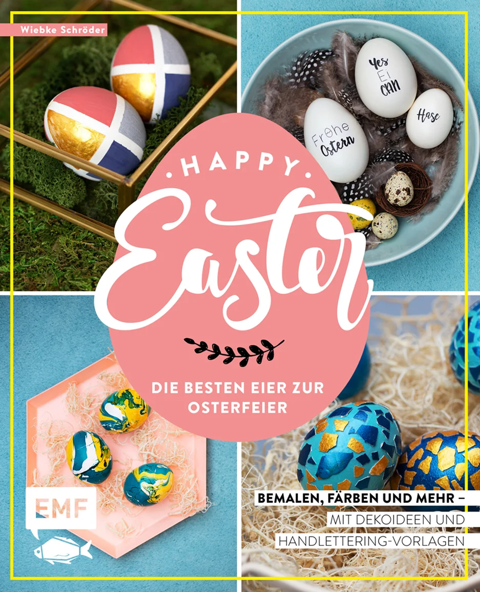 Auf zur fröhlichen Ostereier-Jagd! Das Ei gehört einfach zu Ostern dazu! Ob als Dekoration, Tischschmuck oder im Osternest und versteckt im Gras - je bunter, desto besser! Wiebke Schröder gibt stilvolle Dekotipps zum individuellen Oster-Look fürs Zuhause. Ob beglitzert, marmoriert, mit Handletterings verziert oder natürlich gefärbt - der Kreativität sind hier keine Grenzen gesetzt und kein Ei gleicht dem anderen. Ostereier gestalten – das beliebteste D-Ei-Y zu Ostern in angesagten Farben und Styles!