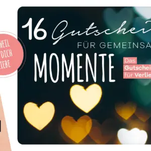 Du bist das Beste, was mir je passiert ist - und daher soll jeder Moment mit Dir etwas ganz Besonderes sein! Mit den 16 liebevoll gestalteten Gutscheinen zum Selbst-Ausfüllen lassen sich ganz besondere Erlebnisse verschenken – vom romantischen Sonnenuntergang bis zum Picknick am Strand. Die Gutscheine lassen sich als komplettes Buch oder einzeln verschenken. Die angesagte Polaroid-Optik machen sie zum einzigartigen Geschenk für den allerliebsten Lieblingsmensch - zum Jahrestag, Valentinstag oder einfach nur so!