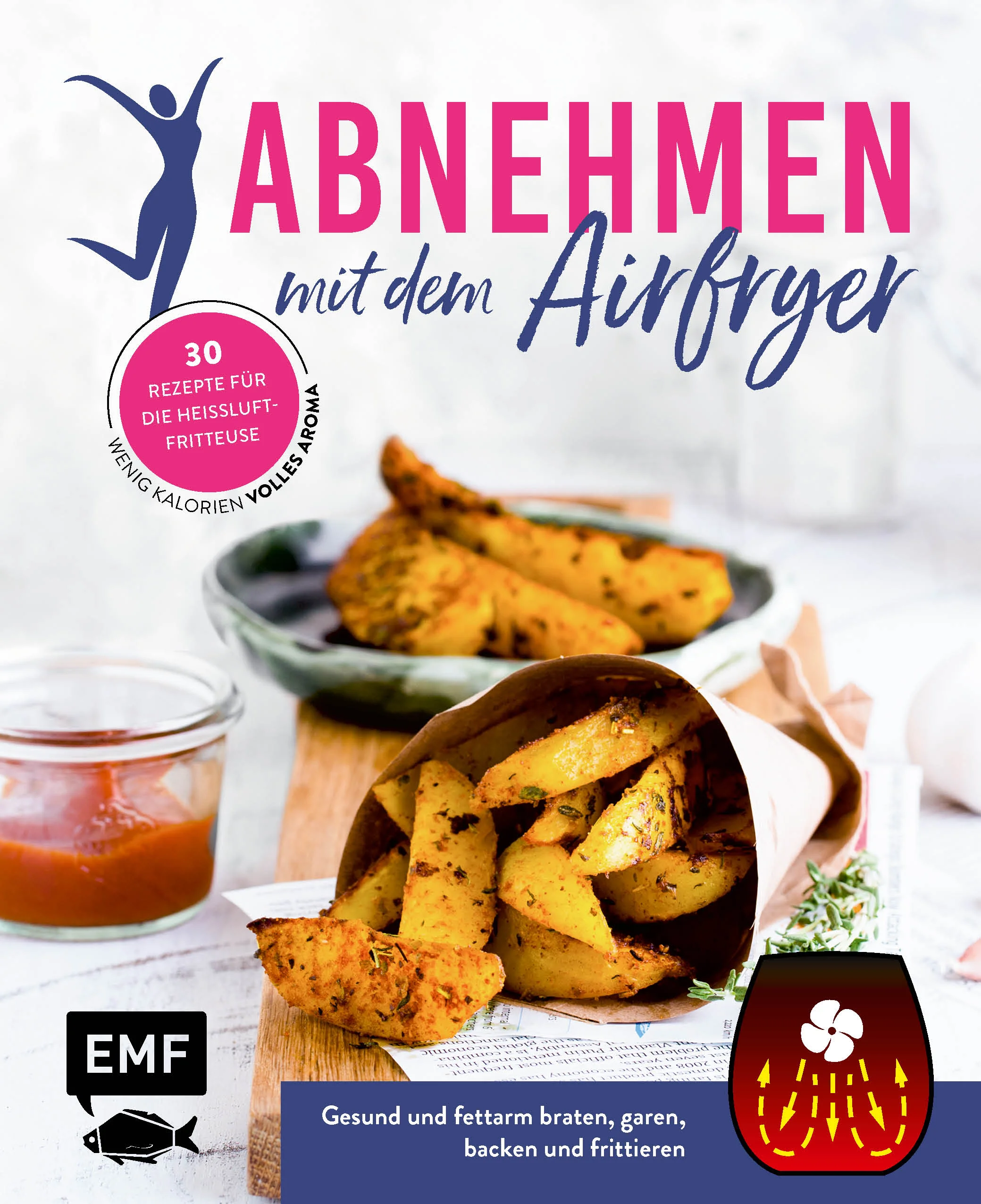 Weniger Fett, volles Aroma! Bei einer Diät auf die sündigen, aber so leckeren, Lebensmittel verzichten zu müssen - das ist oft das Schlimmste. Mit dem Airfryer lassen sich die Lieblingsrezepte aber auch kalorienarm zubereiten, denn bei der Zubereitung benutzt man 70% weniger Fett als bei herkömmlichen Fritteusen. Süßkartoffel-Wedges, Chicken Nuggets mit Mango-Dip, panierter Fisch mit Remoulade oder Apfelstrudeltäschchen lassen sich grillen, garen, braten, frittieren, backen und dämpfen. So wird Kaloriensparen ganz leicht: geschmackserhaltend frittieren fast ohne Fett!
