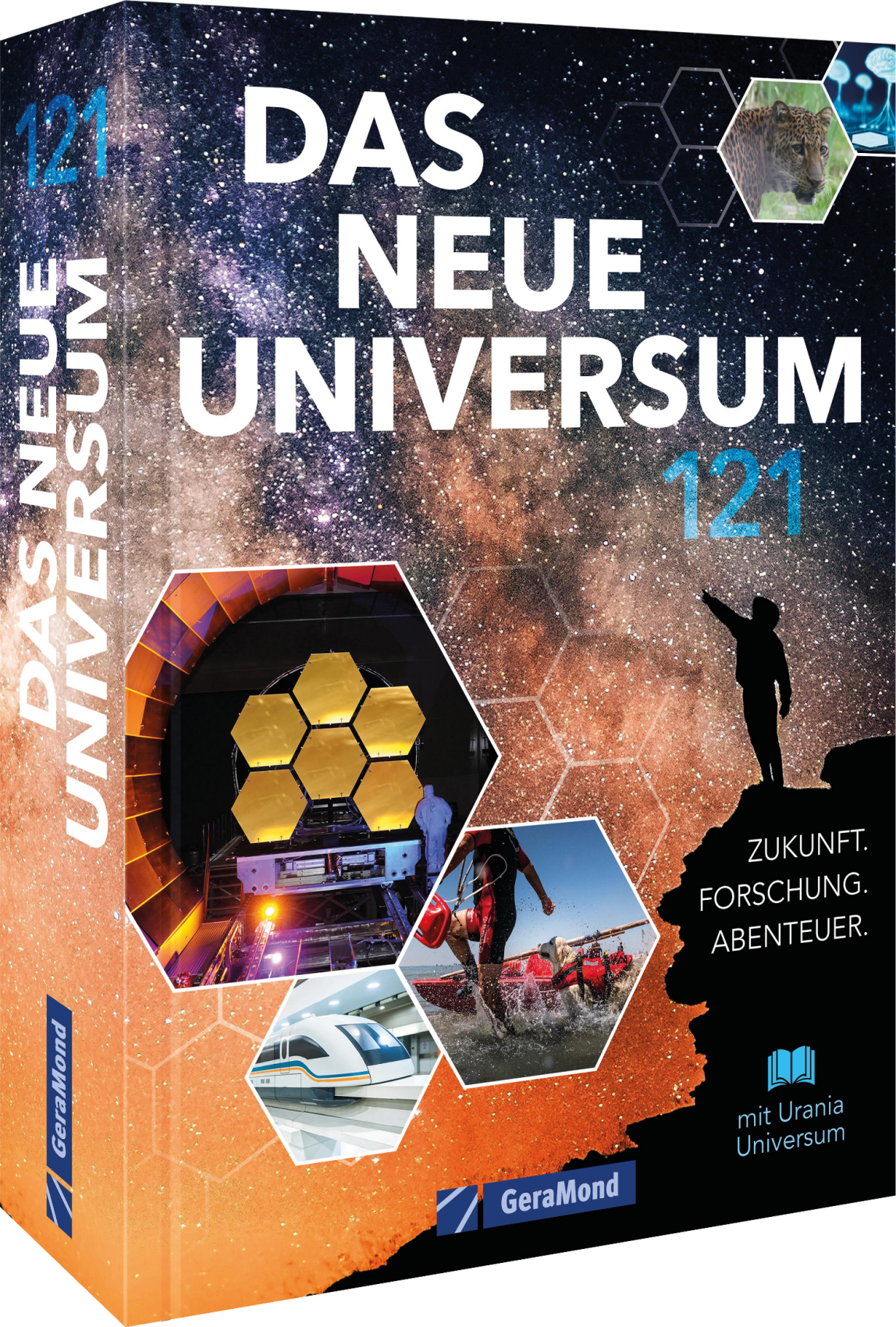 Spannend, informativ, unterhaltsam, aktuell und zukunftsweisend: Das neue Universum 121 versammelt die spannendsten Reportagen aus Forschung, Technik und Erlebniswelten der jüngsten Zeit. Dazu gibt es Artikel zu aktuellen und zukünftigen Entwicklungen, etwa im All, zu Land und zur See - oder technische Lösungsansätze gegen den Klimawandel. Reich illustriert, präsentiert es „rundum das Wichtigste“ und macht es möglich, den vollen Überblick zu erhalten.